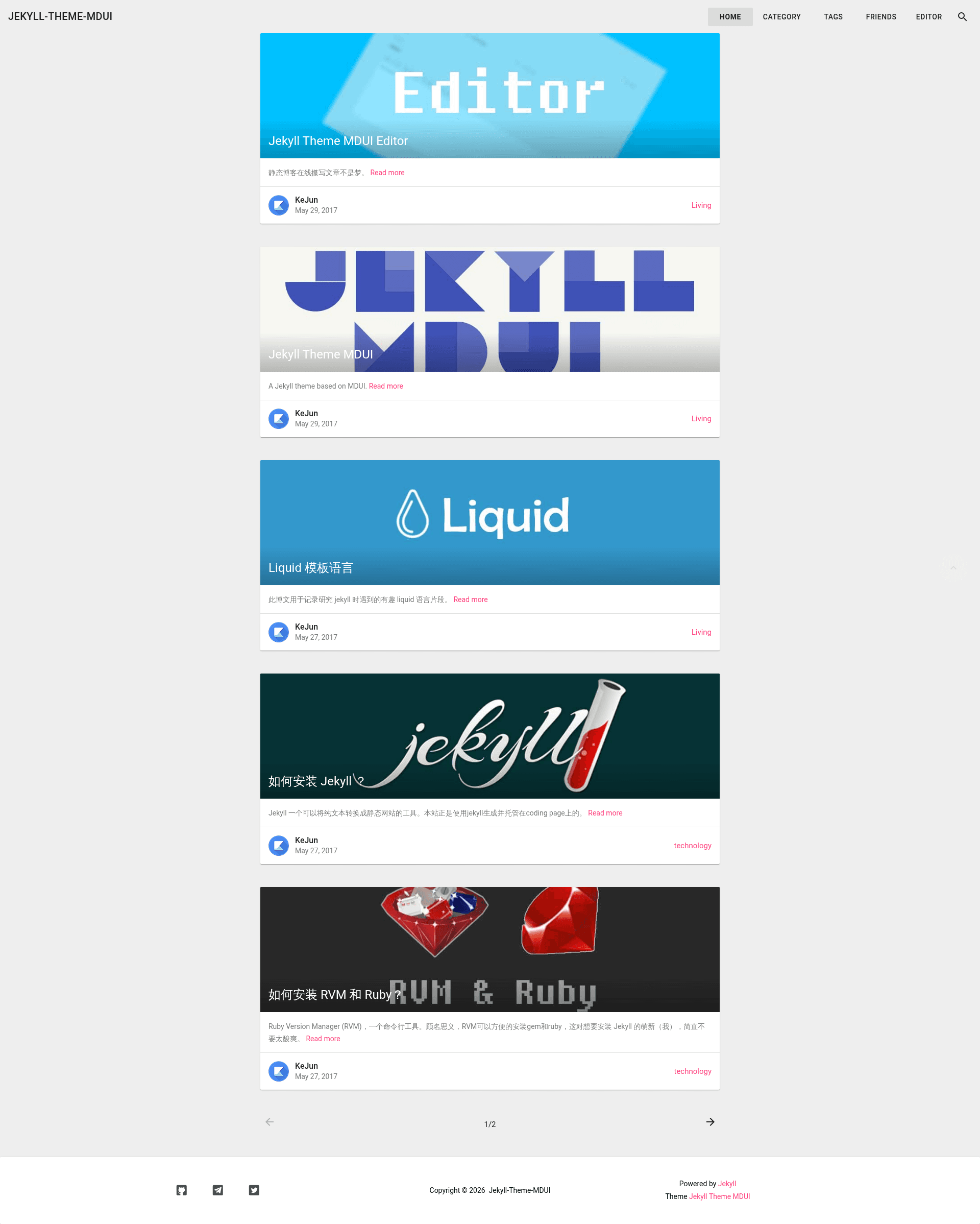 screenshot of jekyll-theme-mdui on template0.com