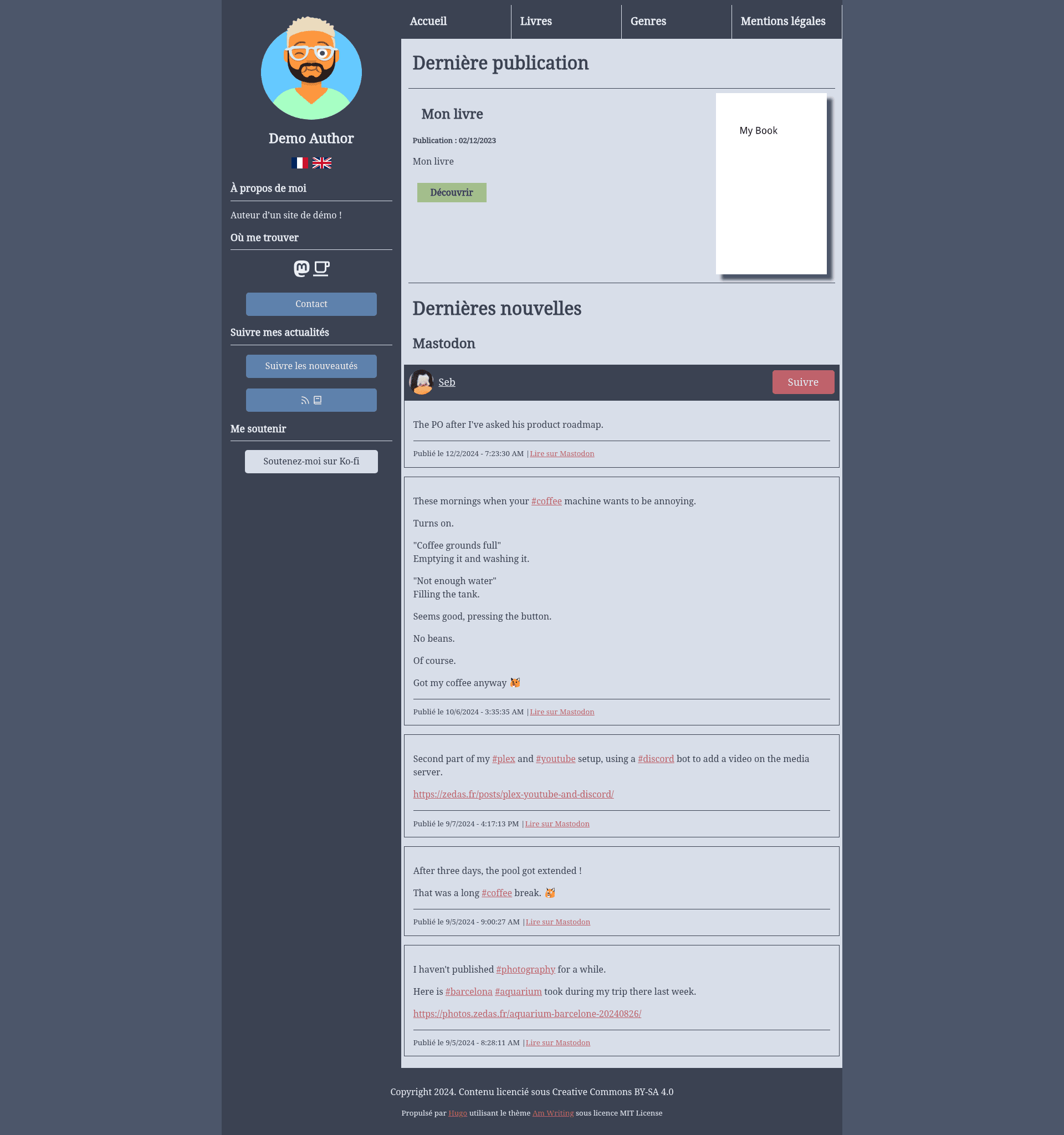 screenshot of Am Writing on template0.com