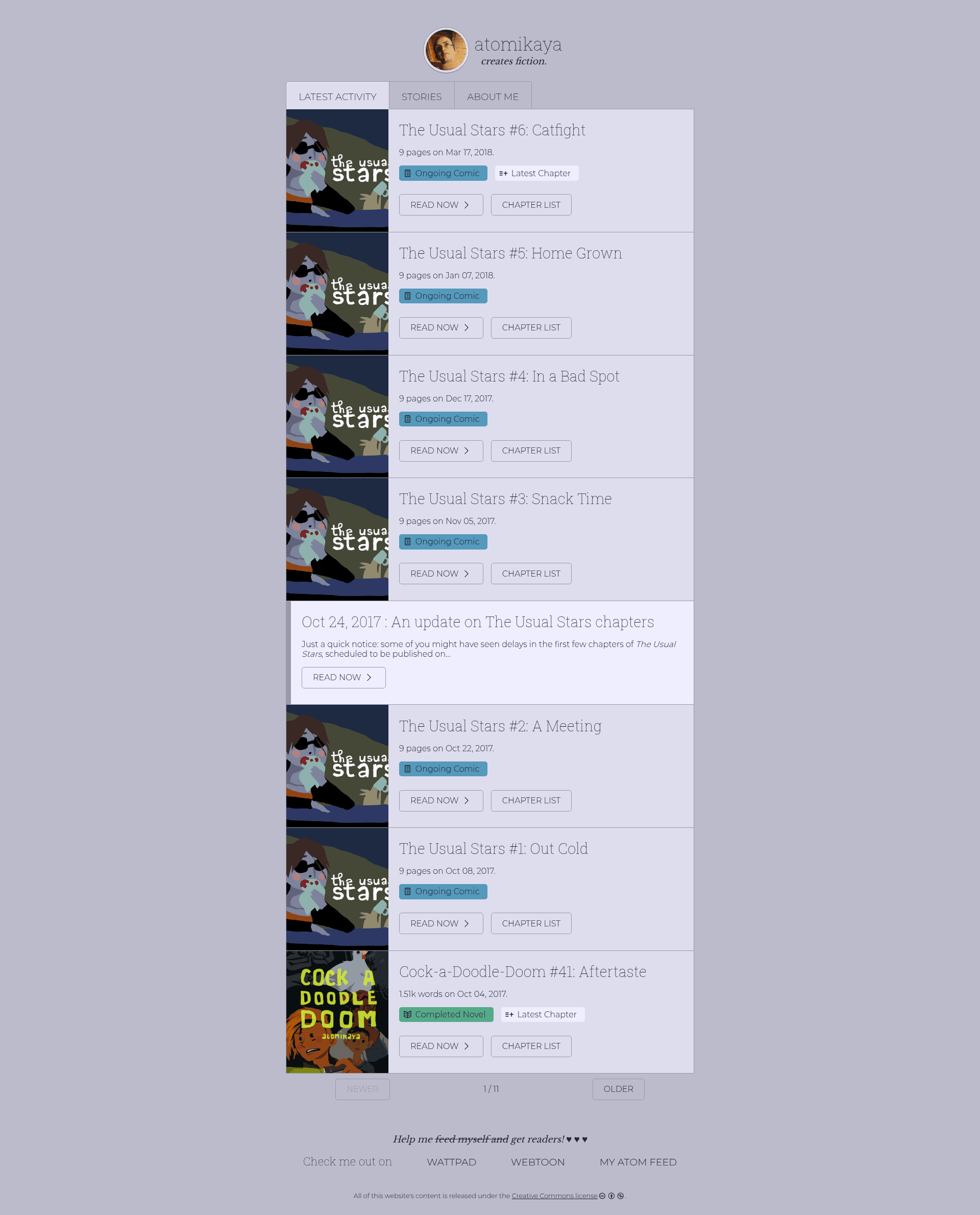 screenshot of Fiction on template0.com