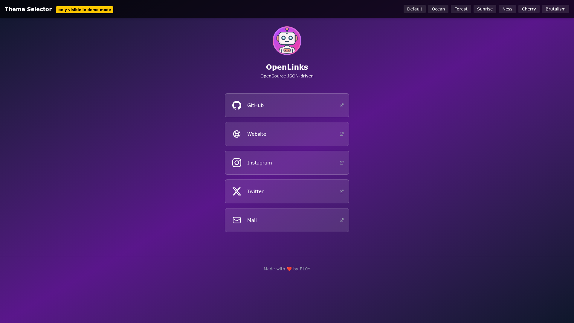 screenshot of OpenLinks on template0.com