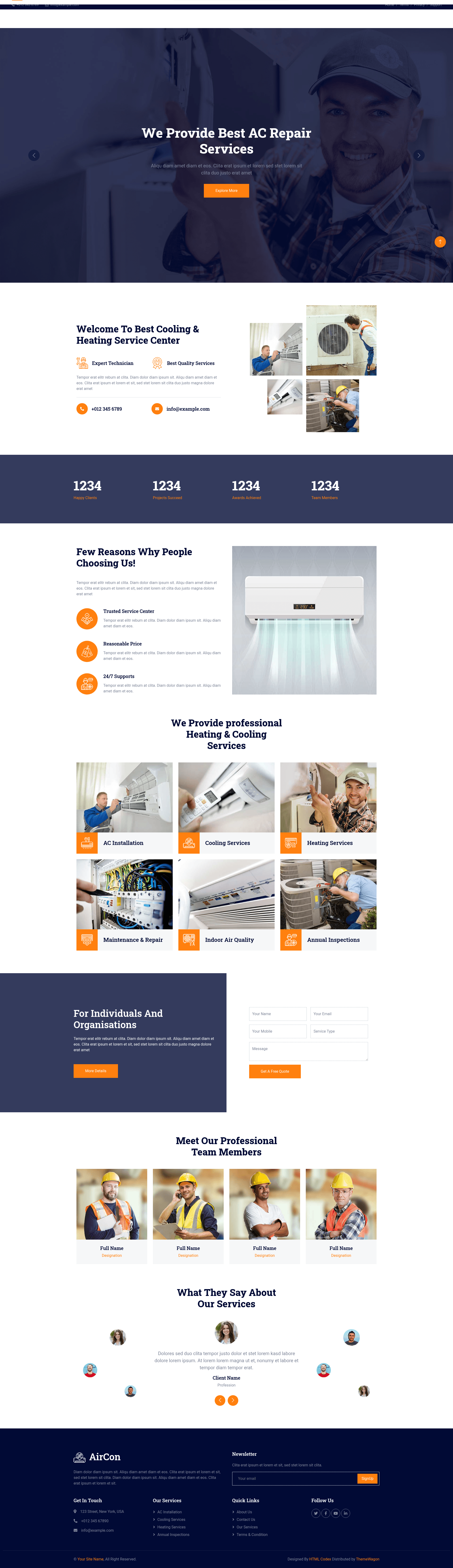 screenshot of AirCon on template0.com