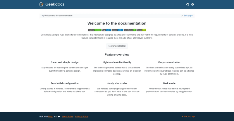 Image for Geekdoc(documentation hugo template) on template0.com