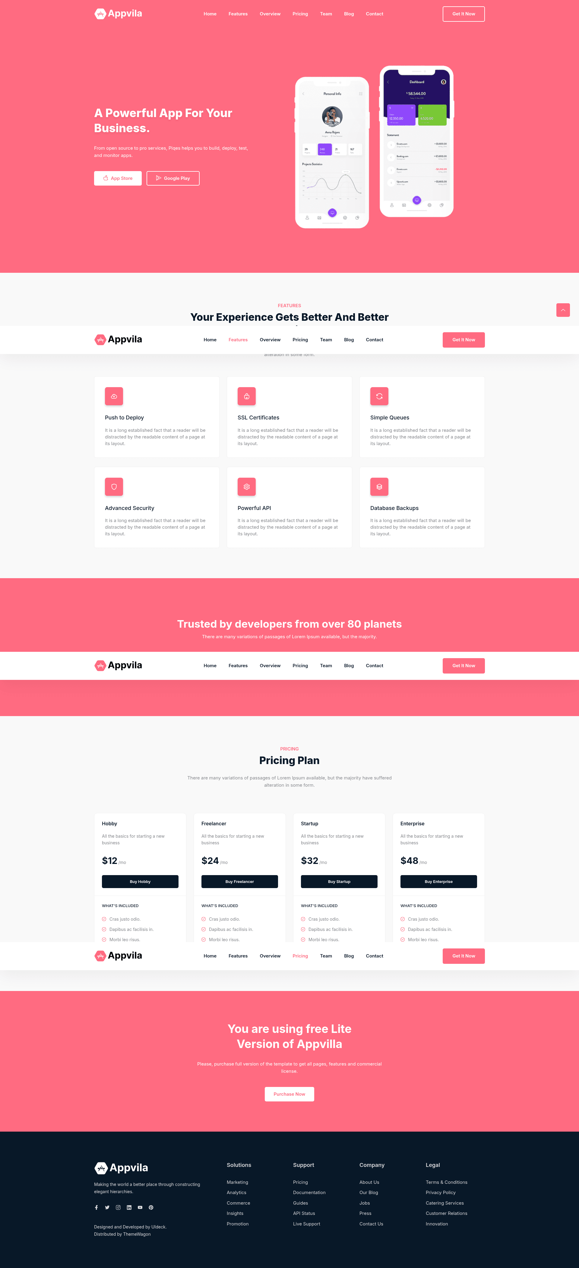 screenshot of AppVila on template0.com