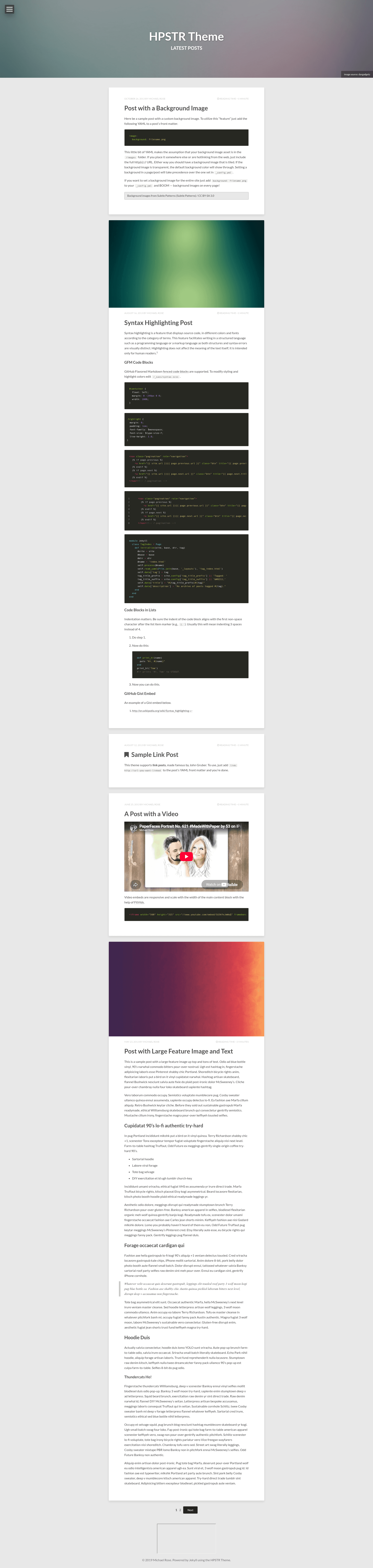 screenshot of HPSTR on template0.com