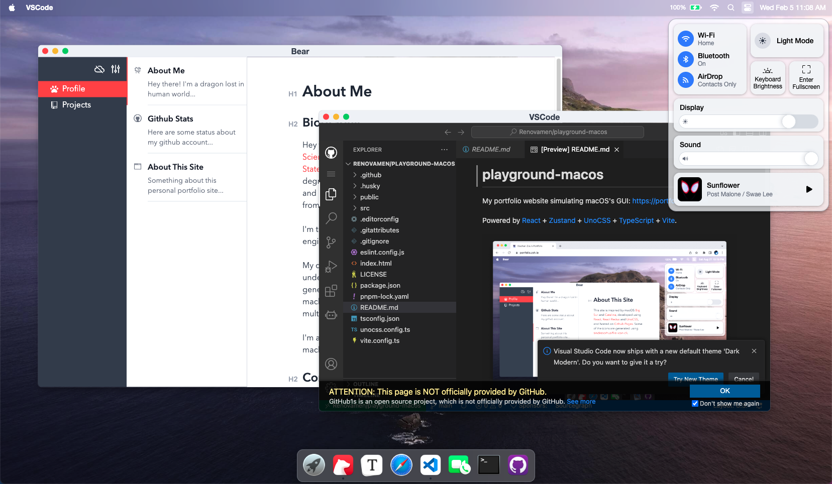 Image for Playground Macos(portoflio react template) on template0.com