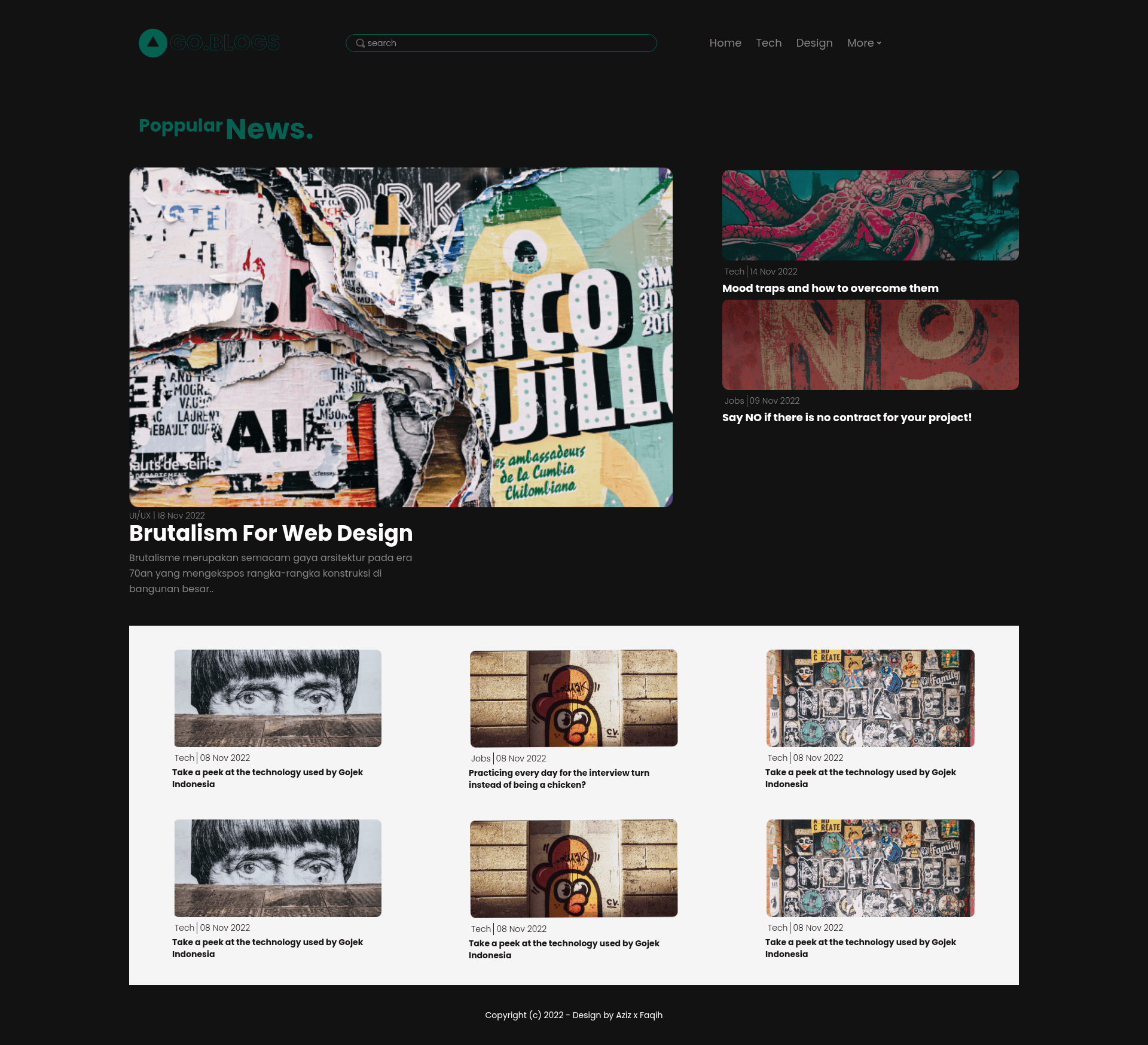 screenshot of Goblogs on template0.com