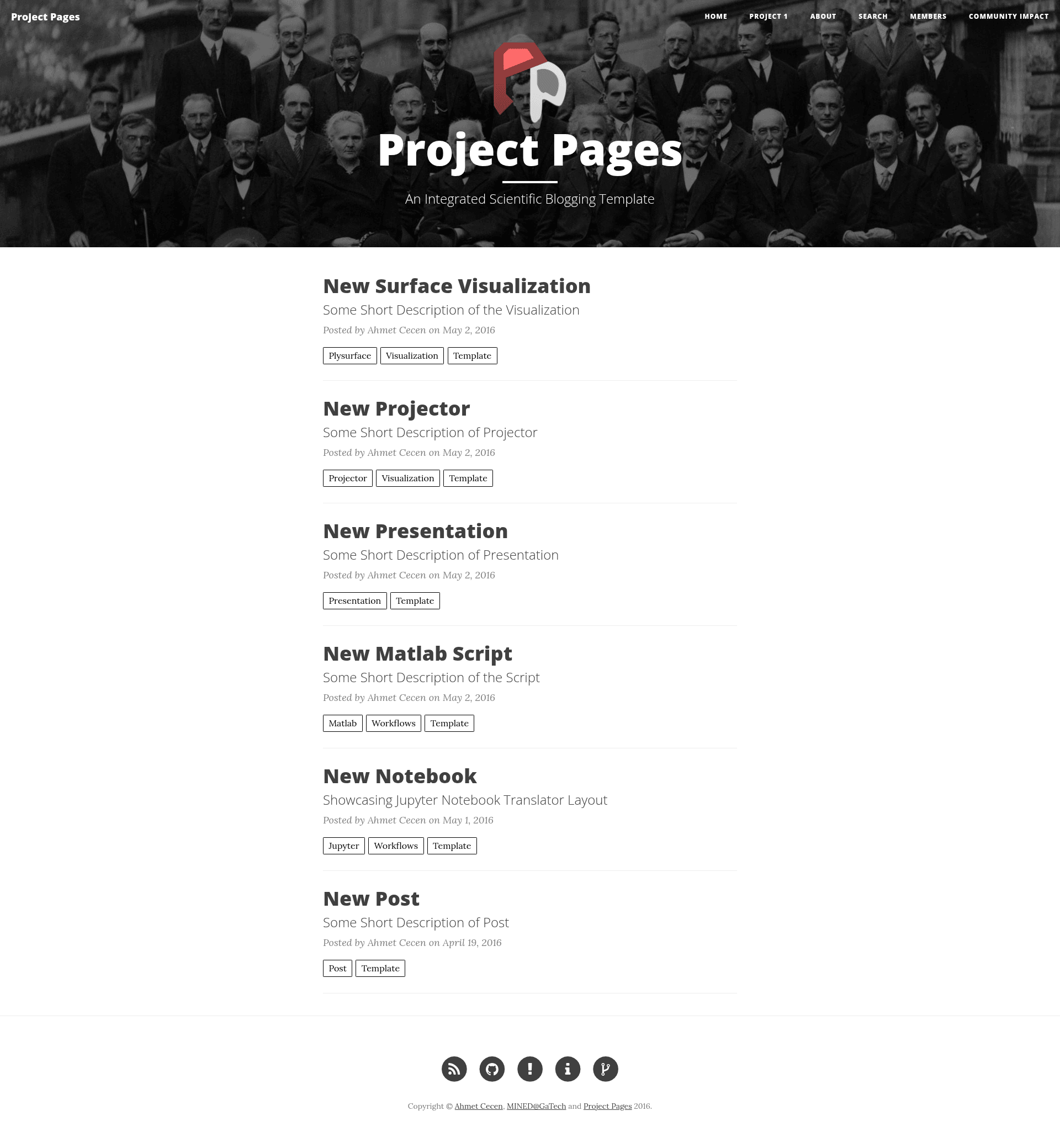 screenshot of Project Pages on template0.com