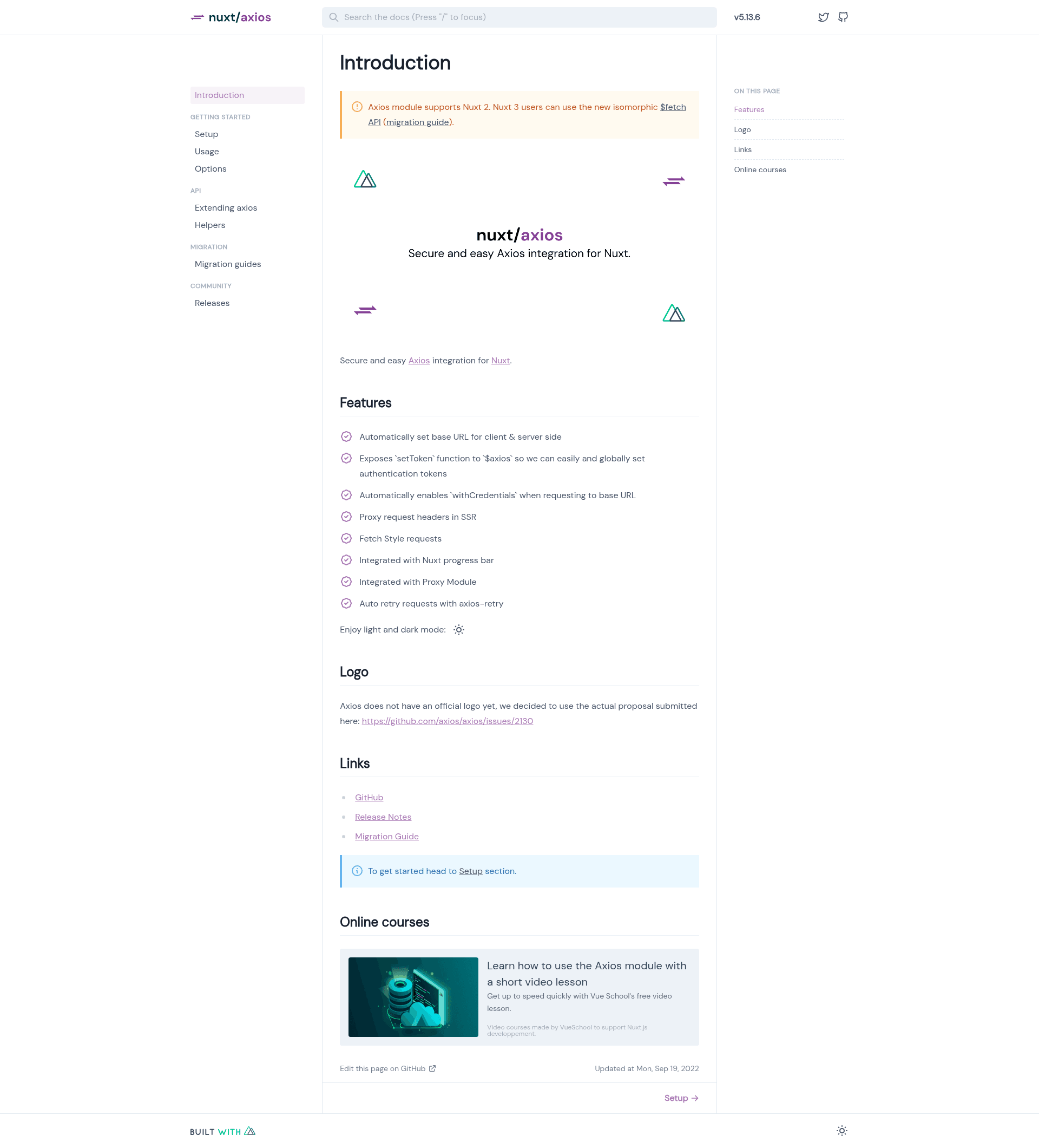 screenshot of @nuxtjs/axios on template0.com