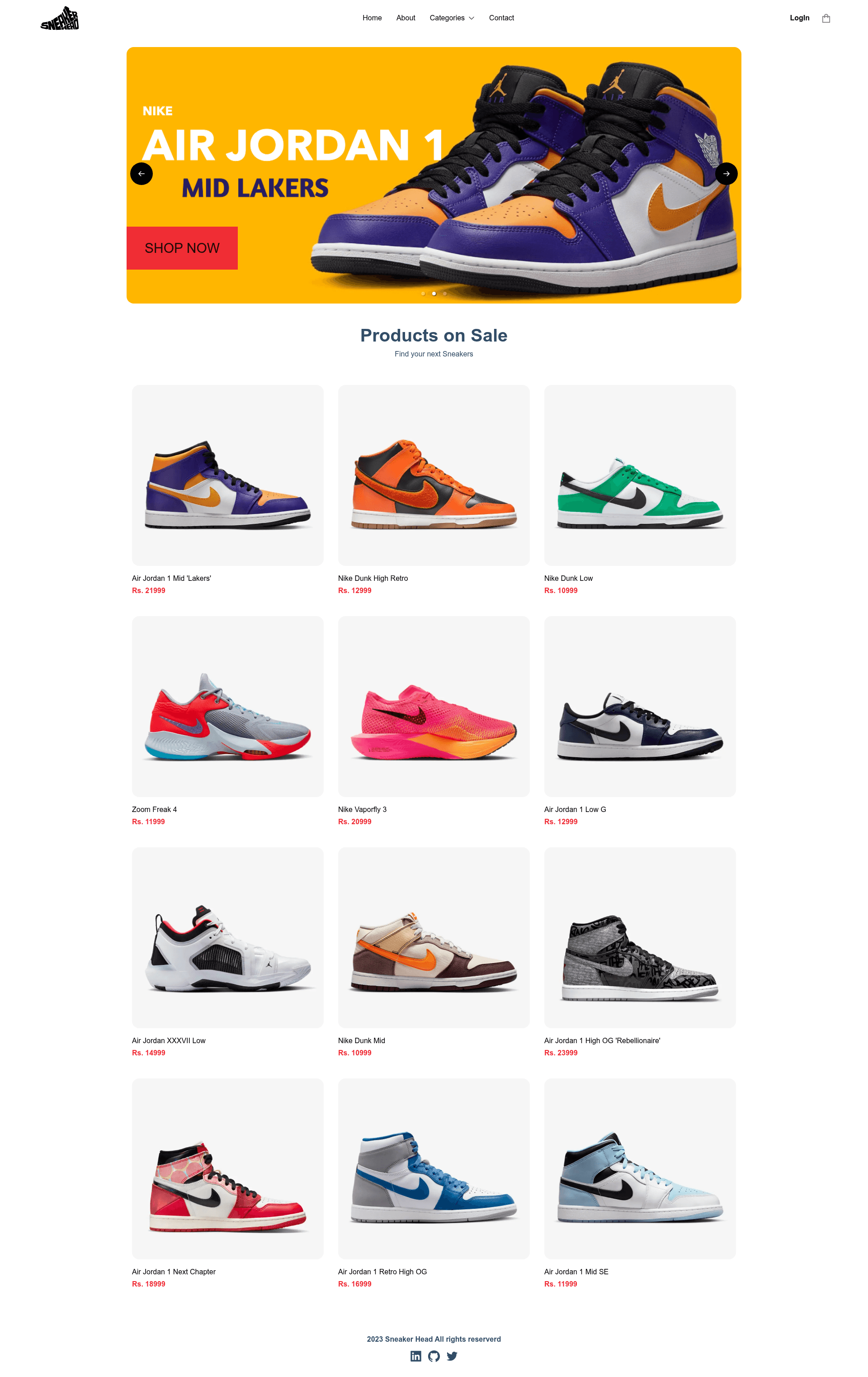 screenshot of Sneaker Head on template0.com