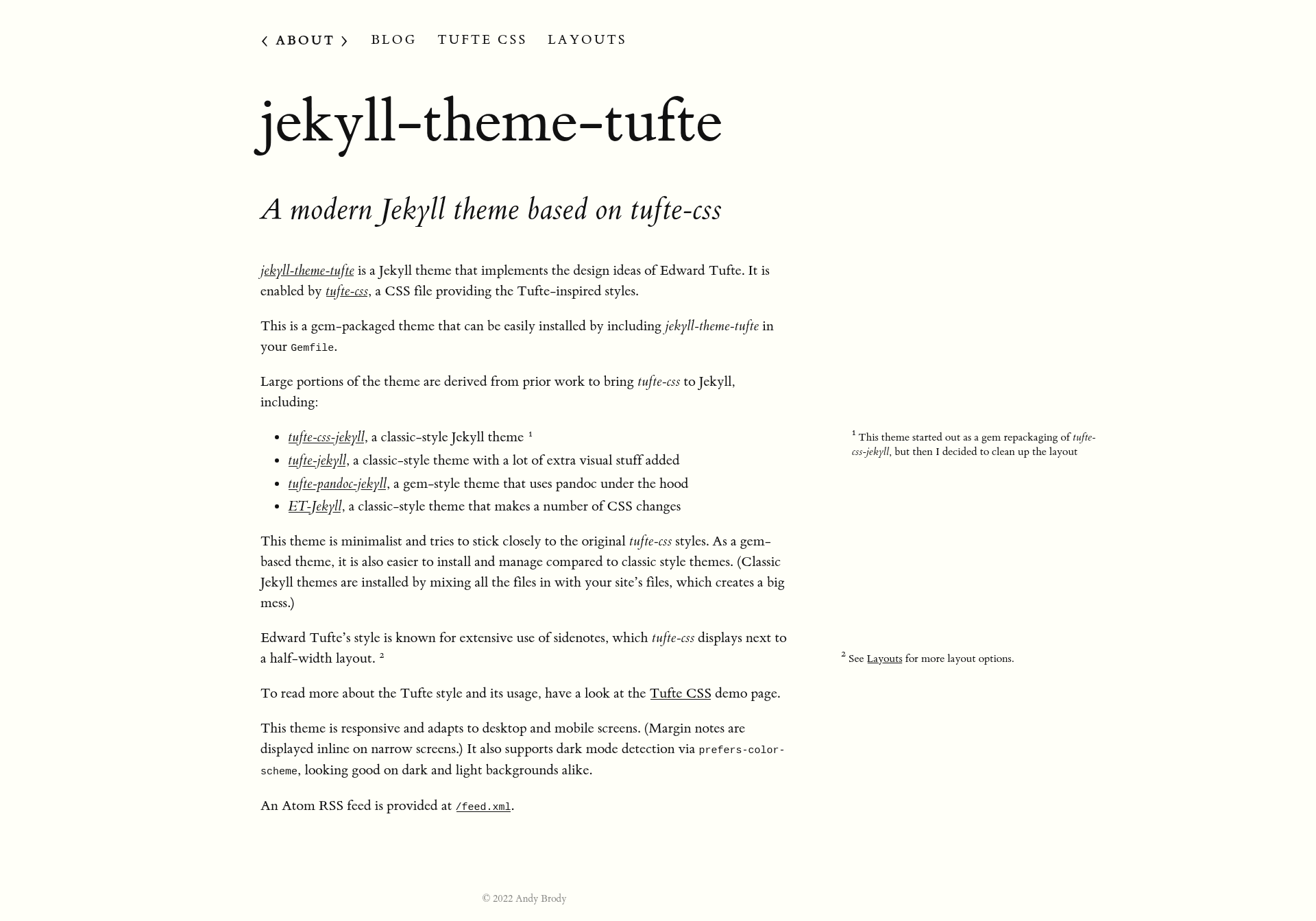 screenshot of Jekyll Theme Tufte on template0.com