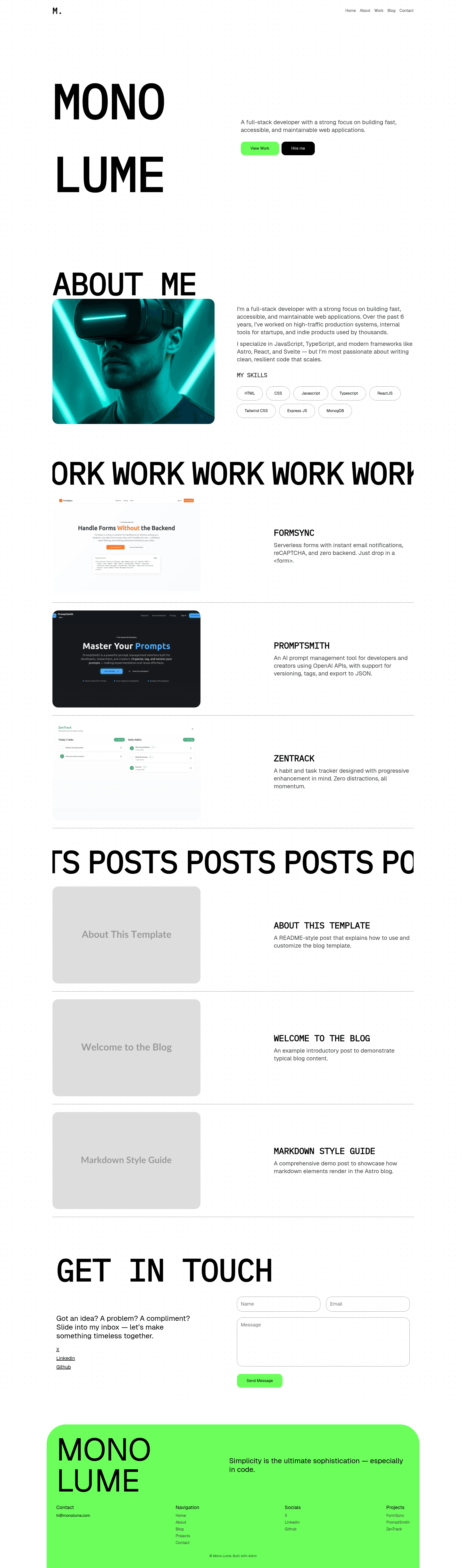 screenshot of Monolume on template0.com