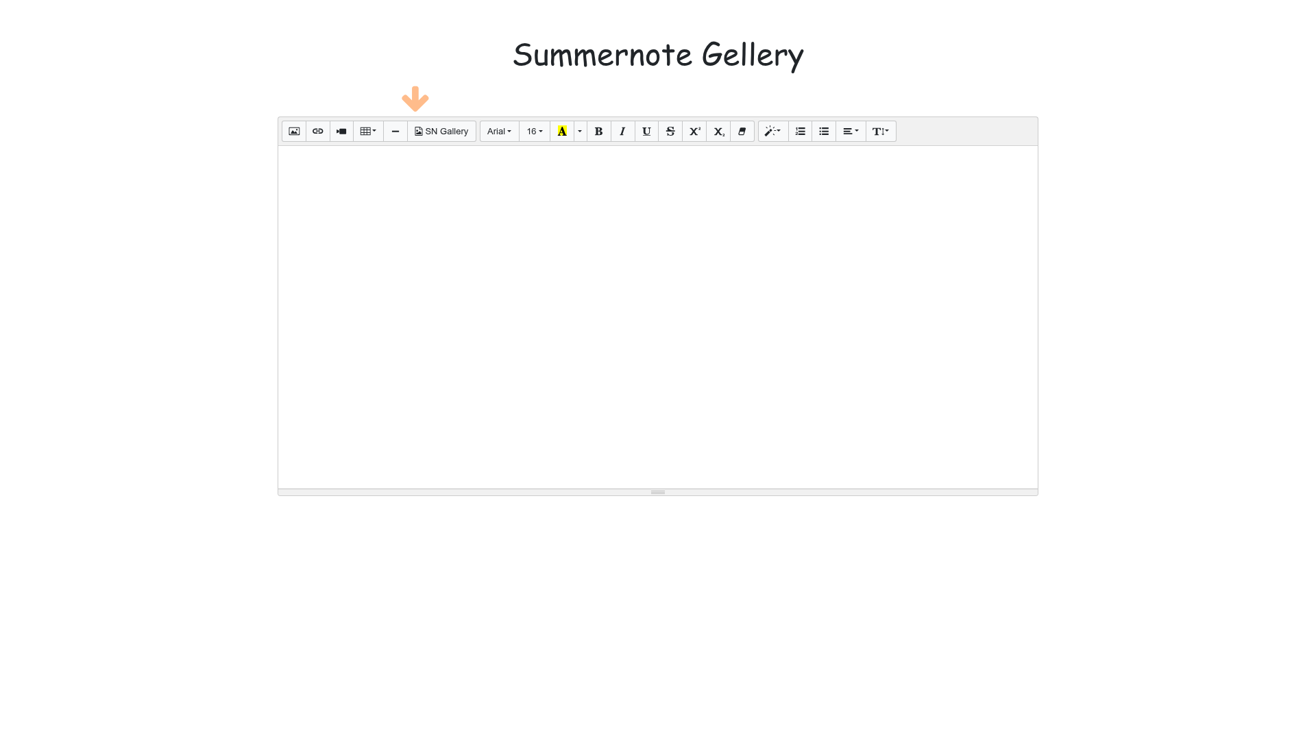 screenshot of Summernote Gallery on template0.com