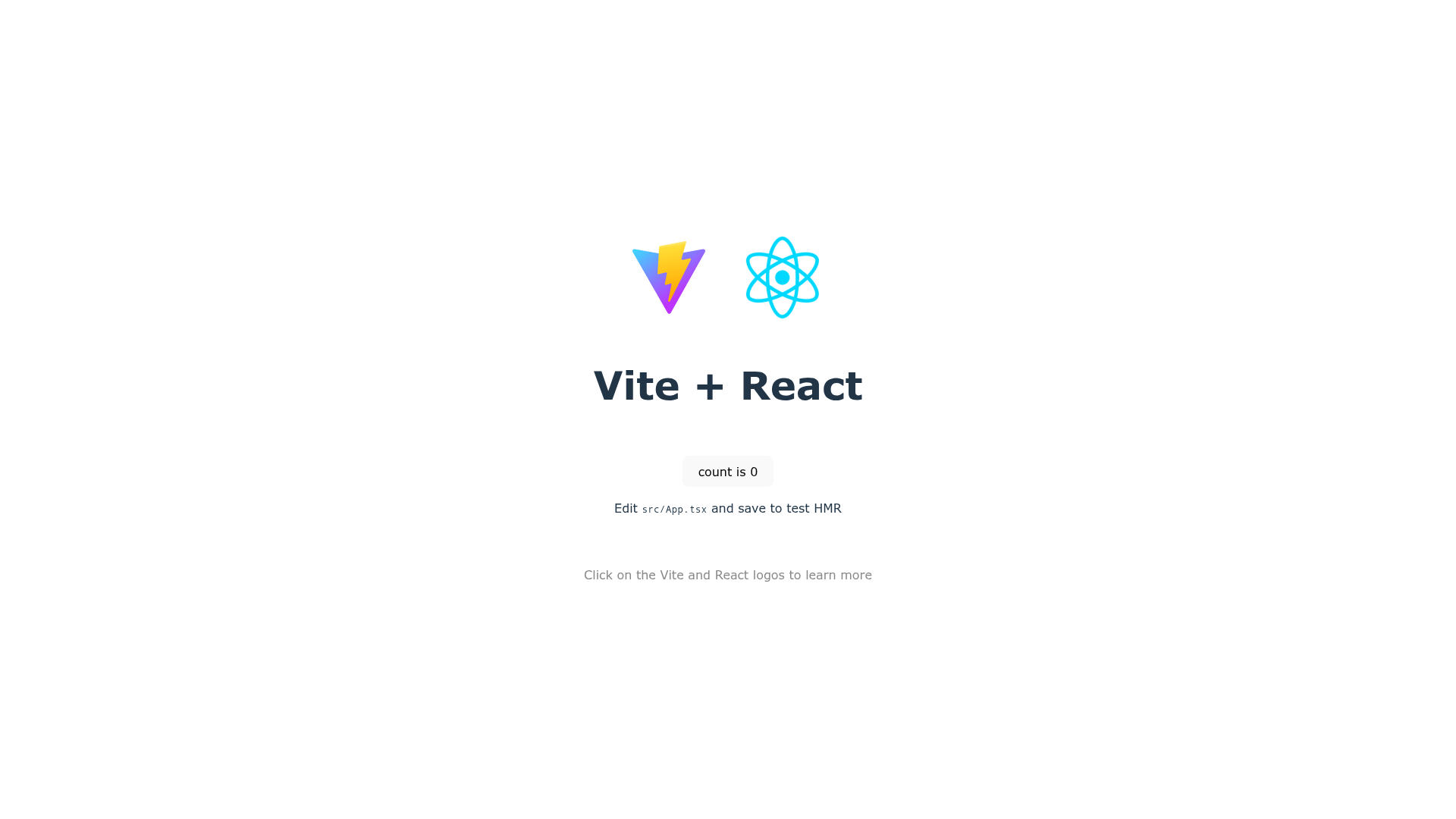 screenshot of React + TypeScript + Vite on template0.com