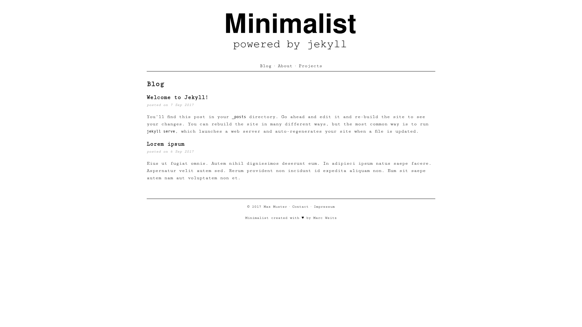 screenshot of Minimalist on template0.com