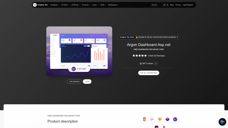 Image for Argon Dashboard ASP.NET Core on template0.com Image for Argon Dashboard ASP.NET Core on template0.com