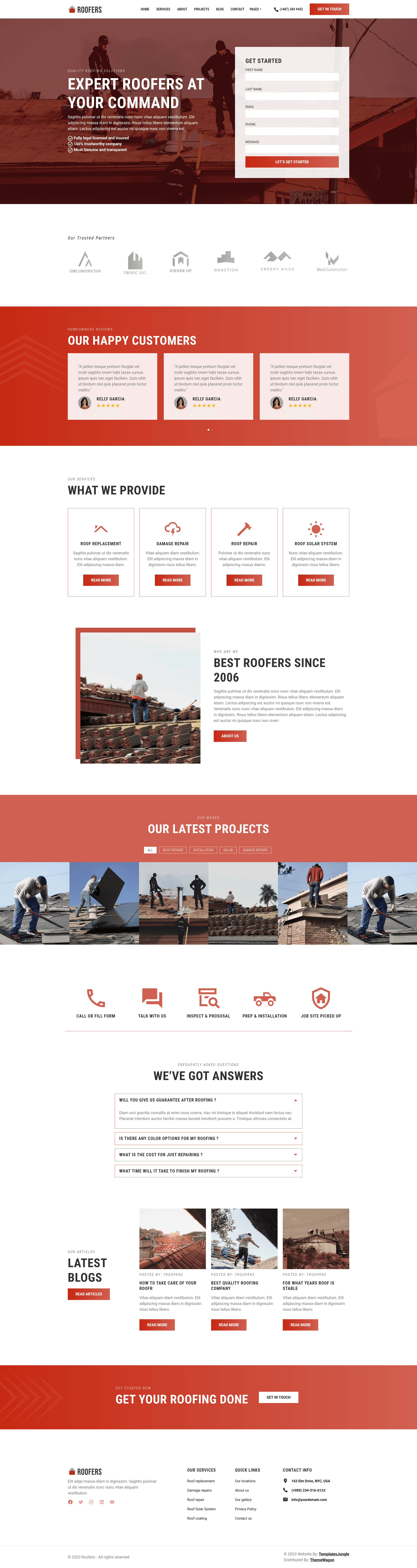 screenshot of Roofers on template0.com