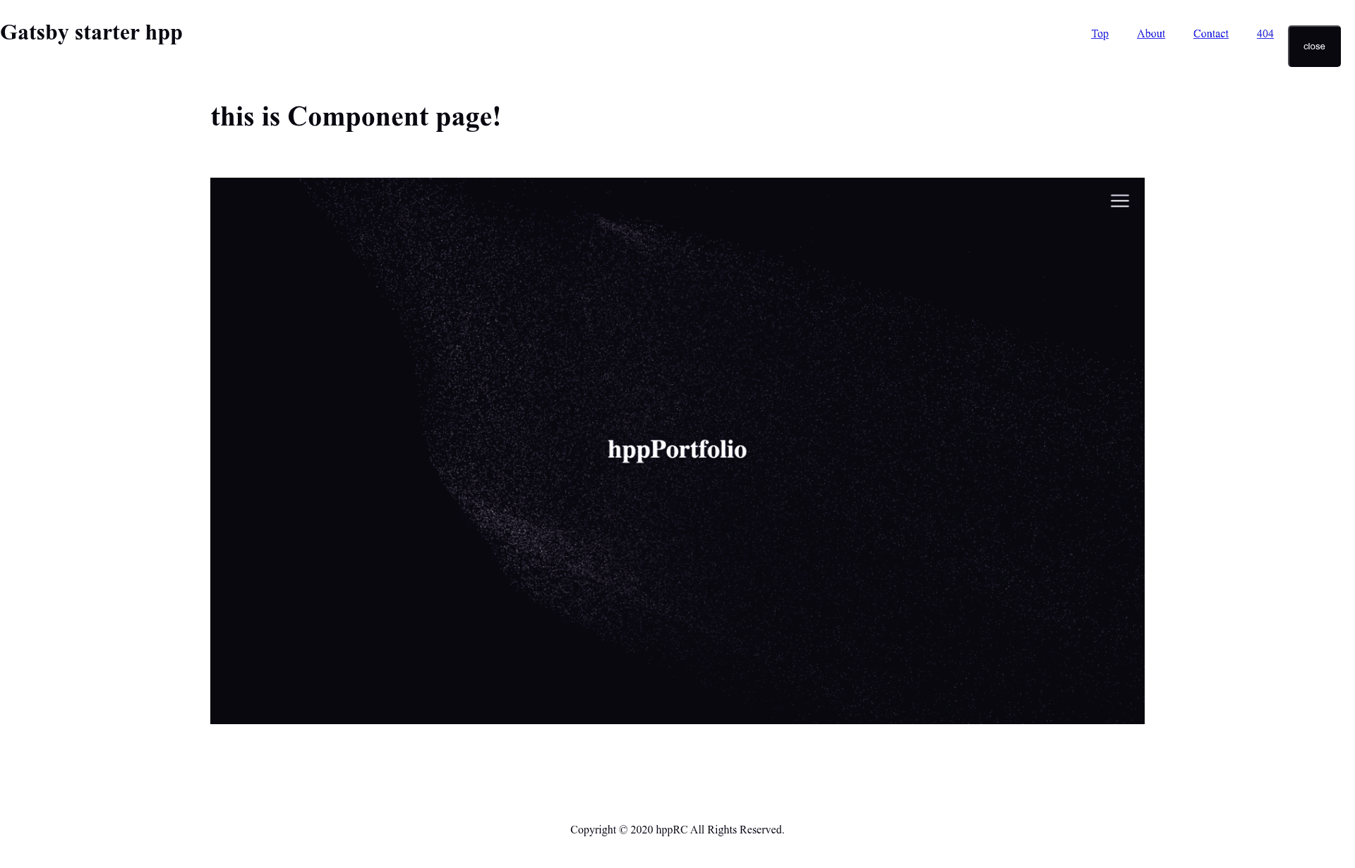 screenshot of Gatsby Starter Hpp on template0.com