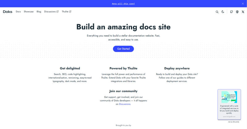 Image for Doks(documentation hugo template) on template0.com