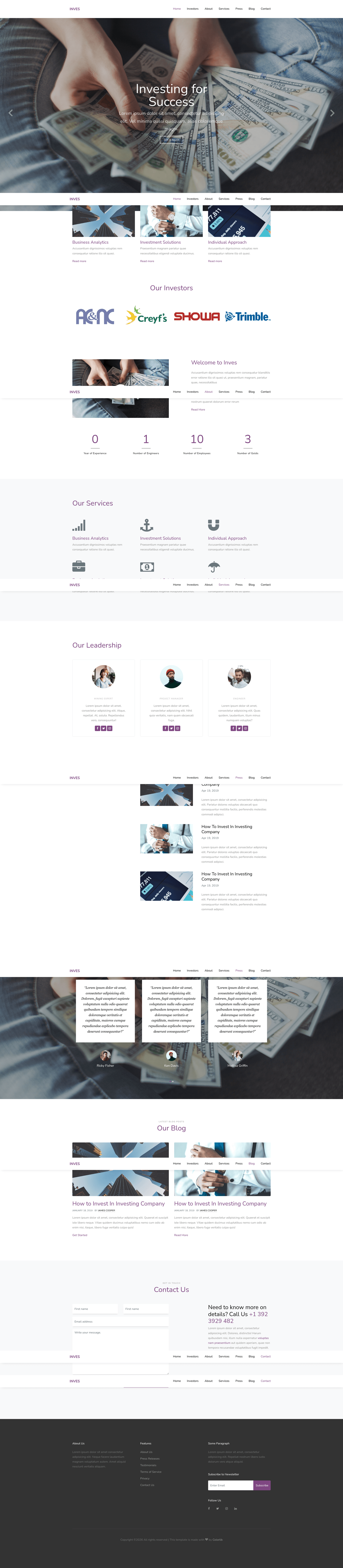 screenshot of Inves on template0.com