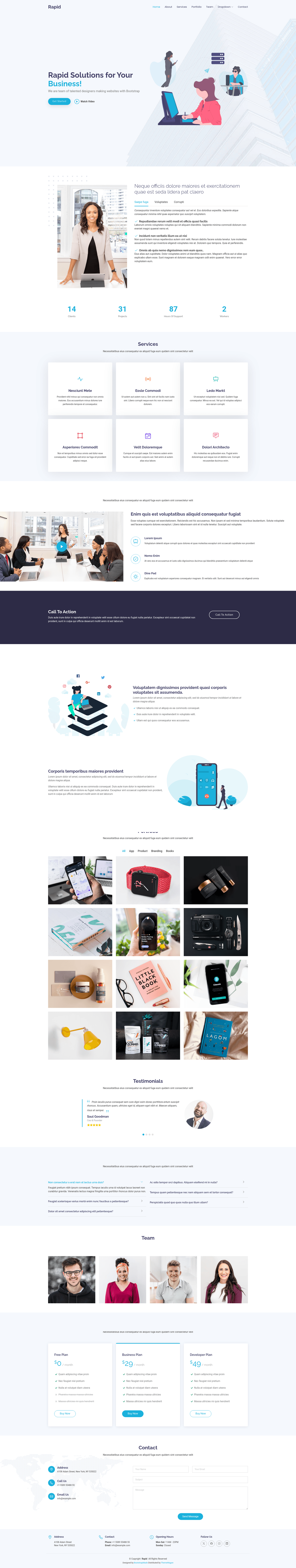 screenshot of Rapid – Free Bootstrap Business Website Template on template0.com