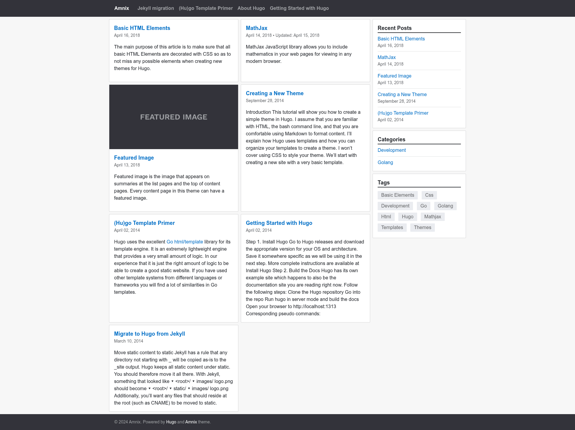 screenshot of Amnix on template0.com