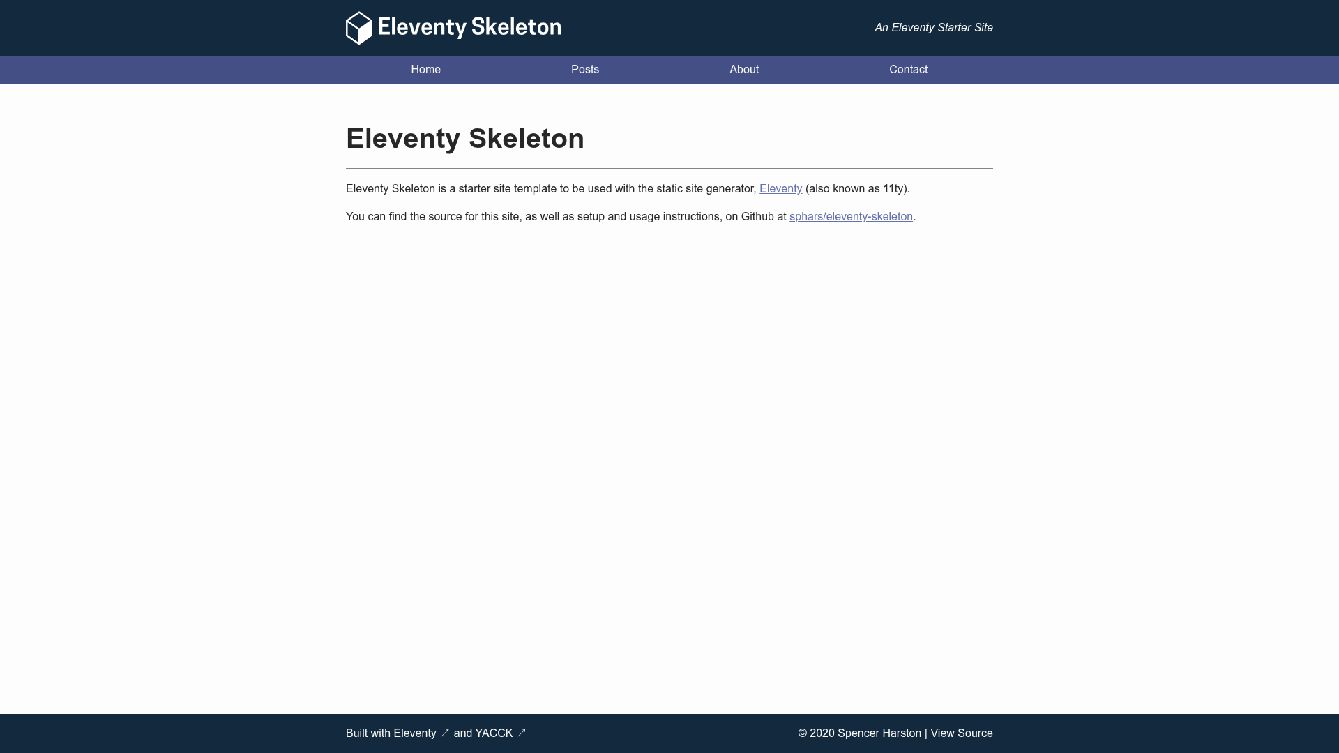 screenshot of Eleventy Skeleton on template0.com
