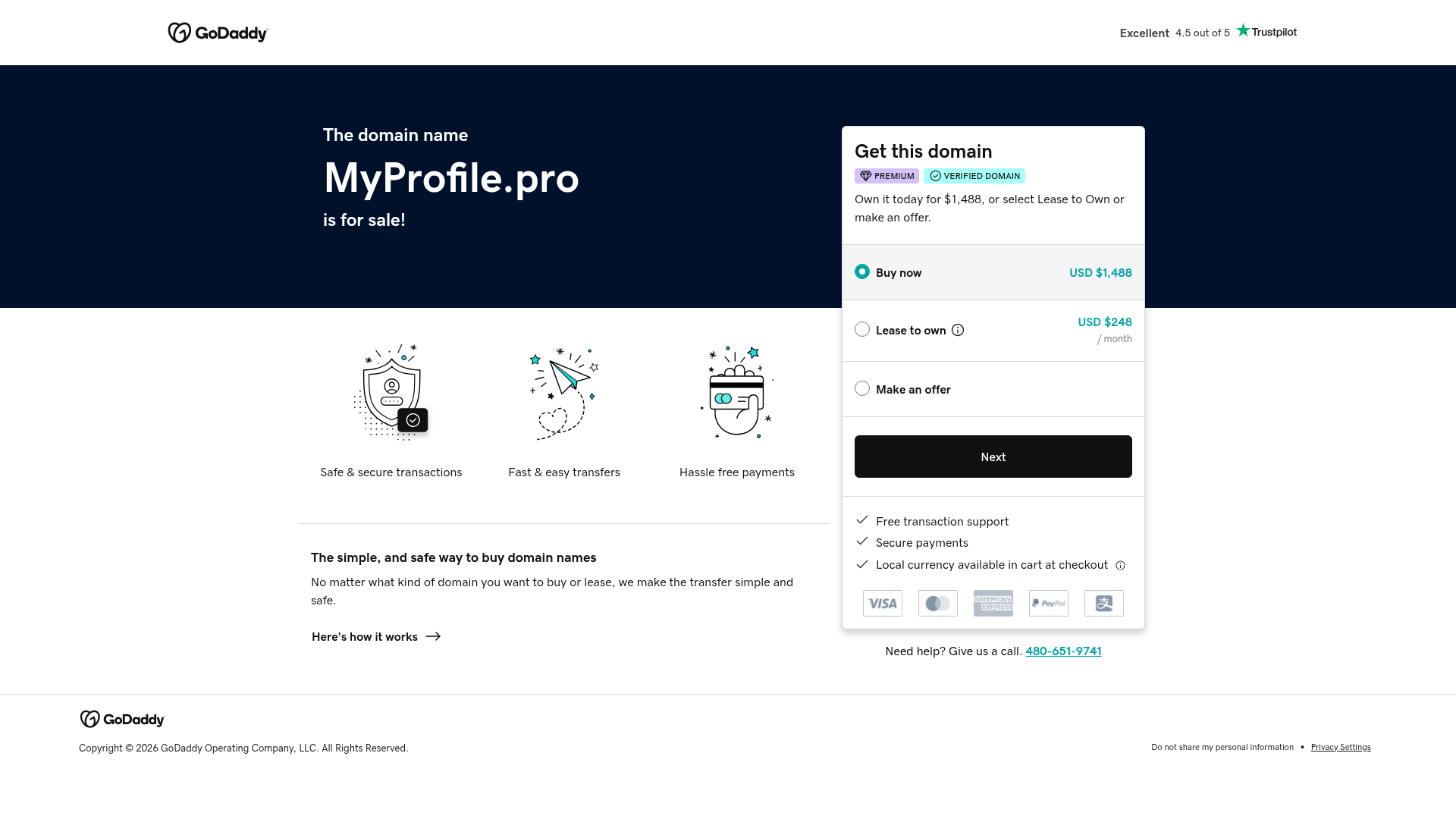 screenshot of myprofile on template0.com