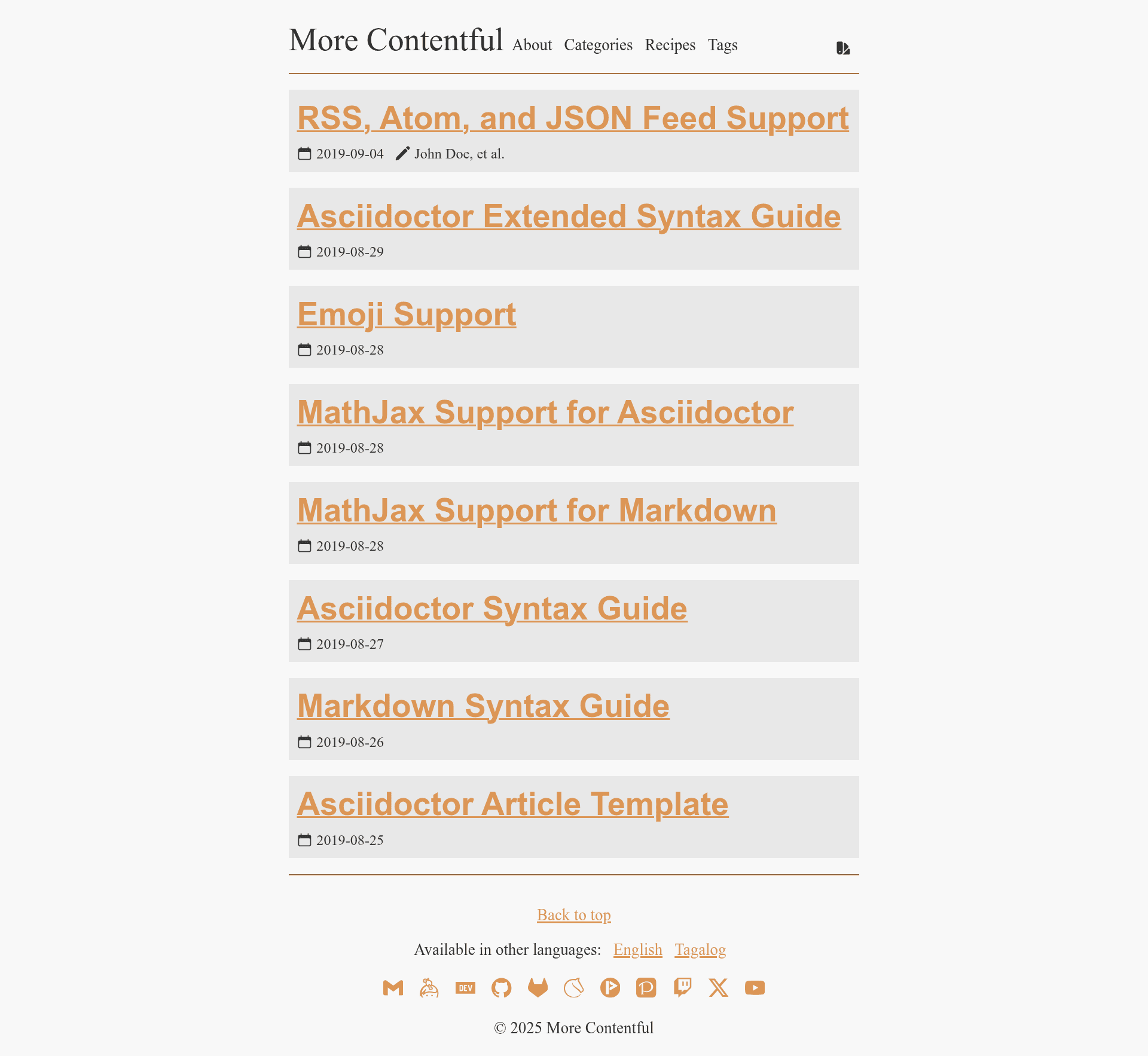 screenshot of Hugo Theme More Contentful on template0.com