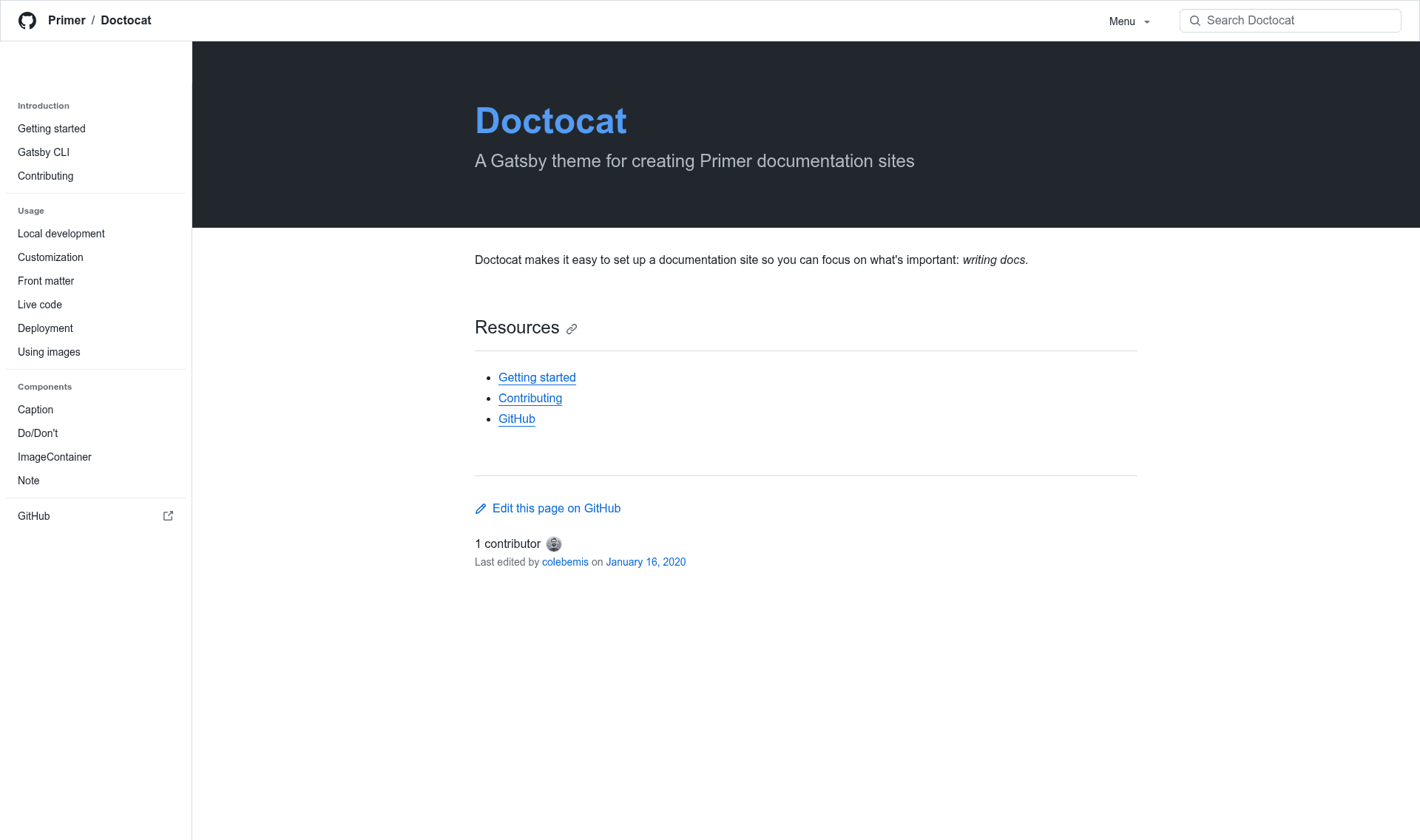 screenshot of Doctocat on template0.com