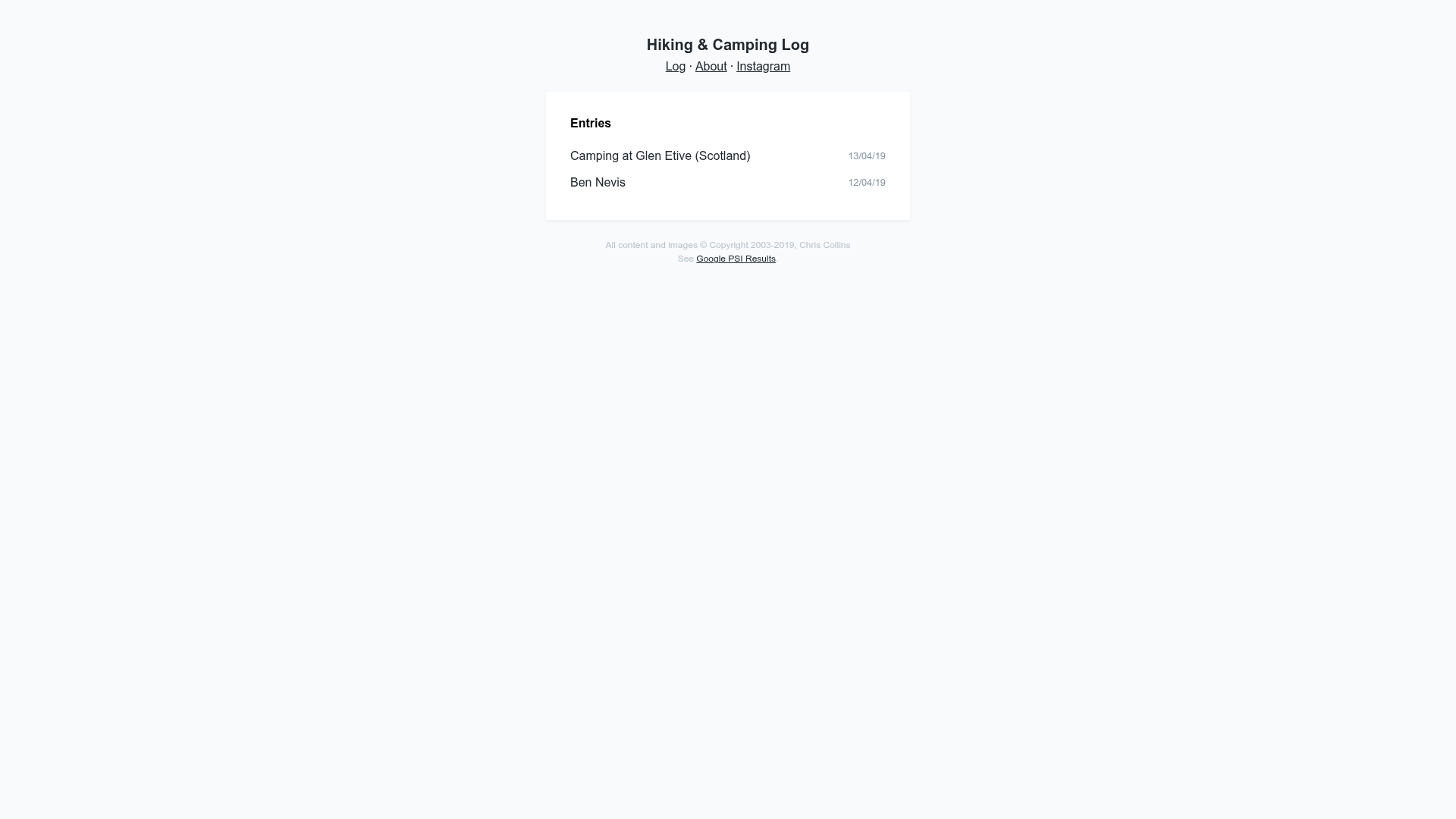 screenshot of Simple Journal on template0.com