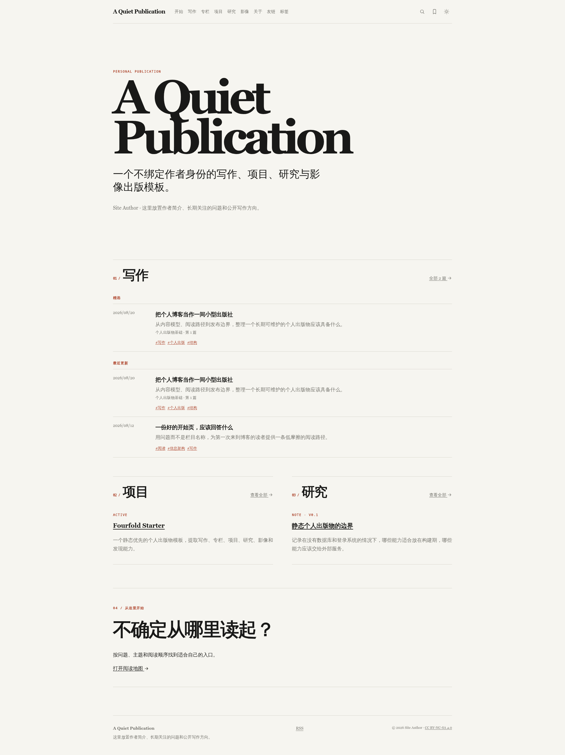 screenshot of Fourfold on template0.com