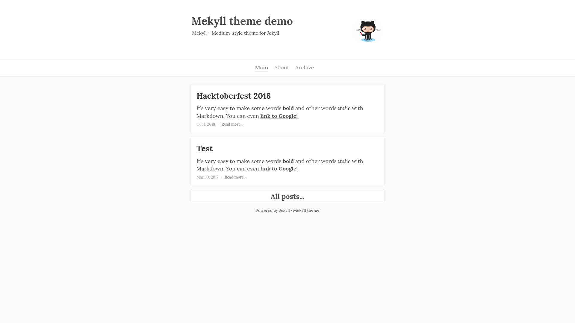 screenshot of Mekyll on template0.com