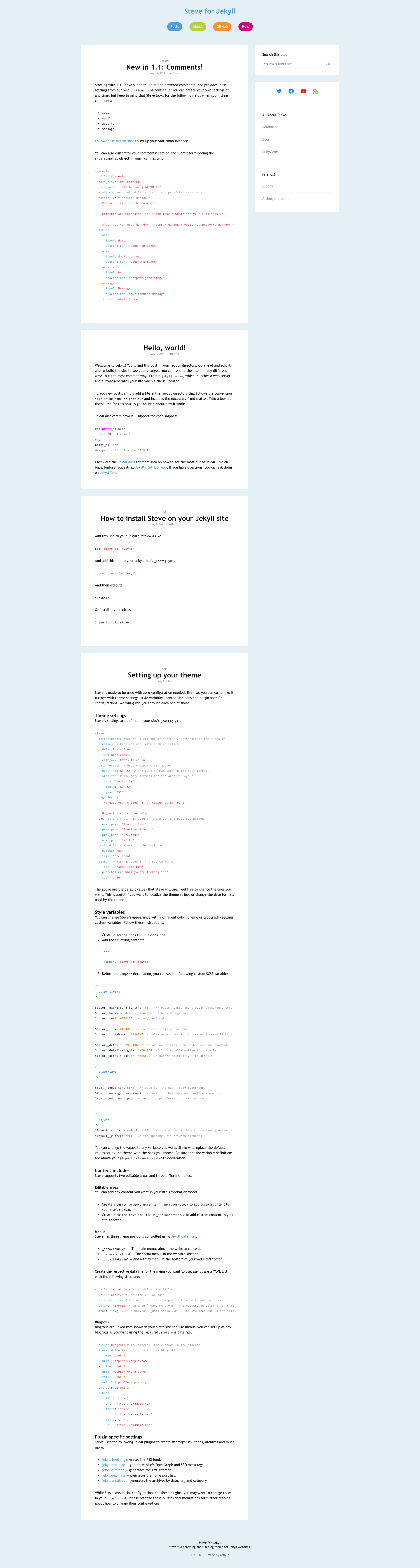 screenshot of Steve for Jekyll on template0.com