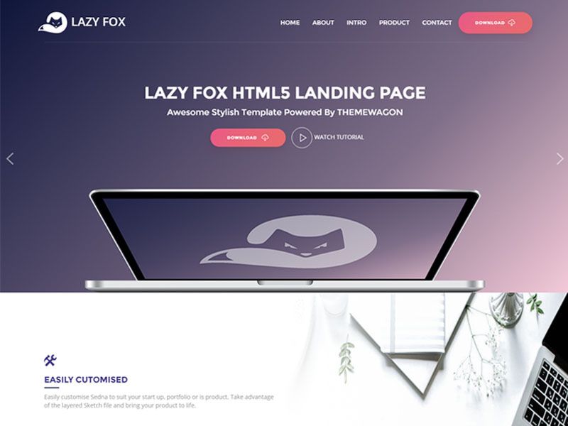 Image for Lazy Fox – Free Bootstrap HTML5 Landing Page Template on template0.com