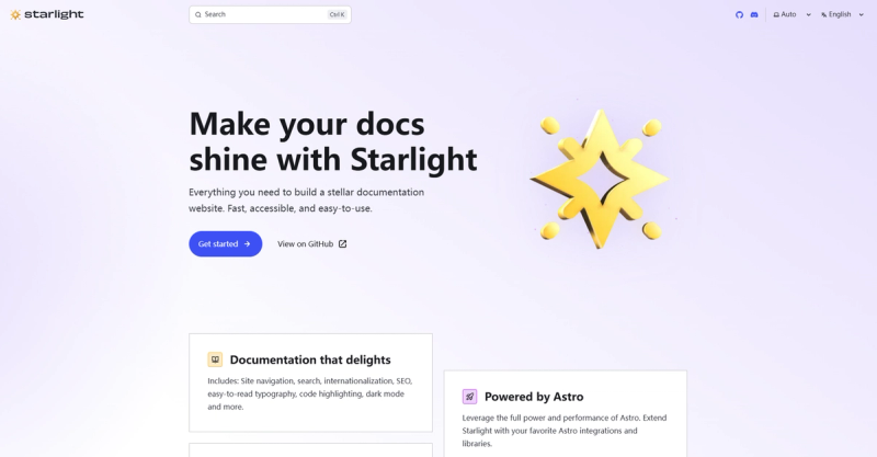 Image for Starlight(documentation astro template) on template0.com