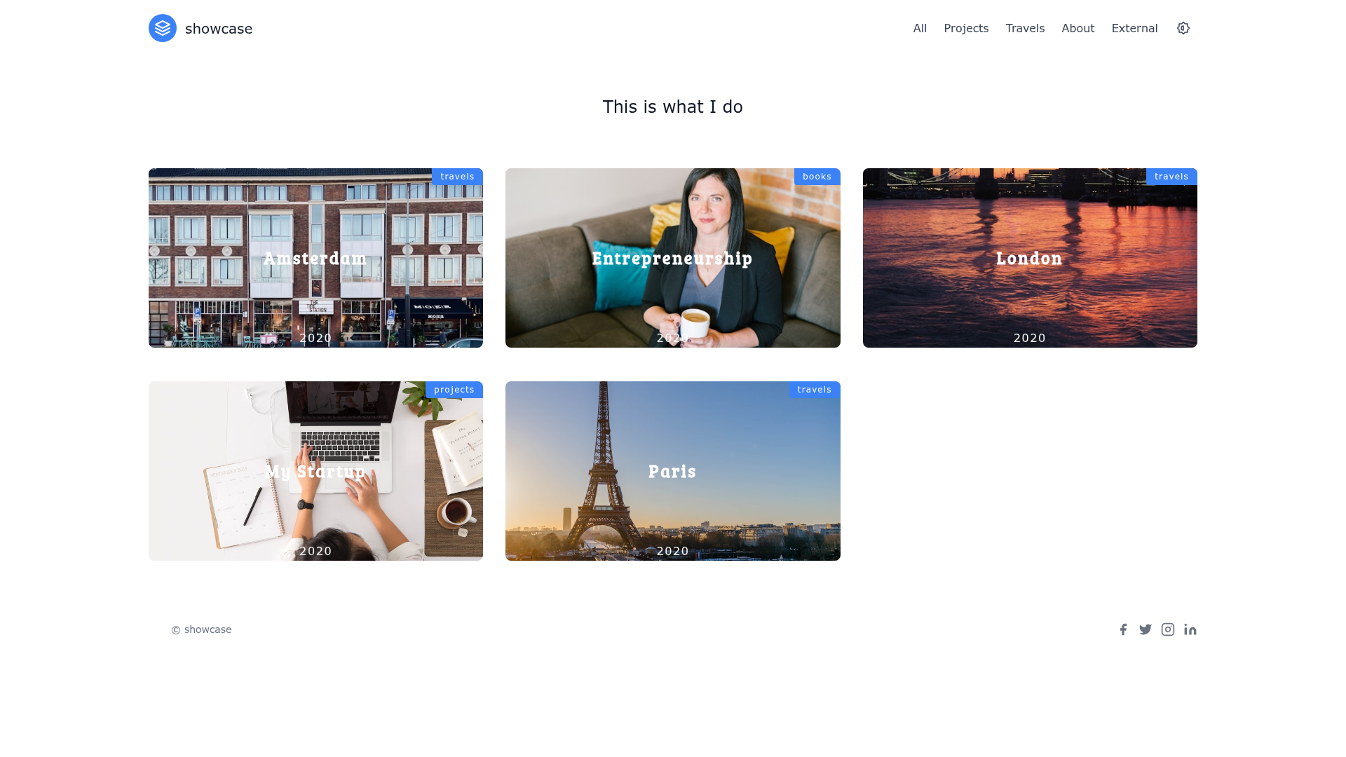 screenshot of Showcase Hugo Theme on template0.com