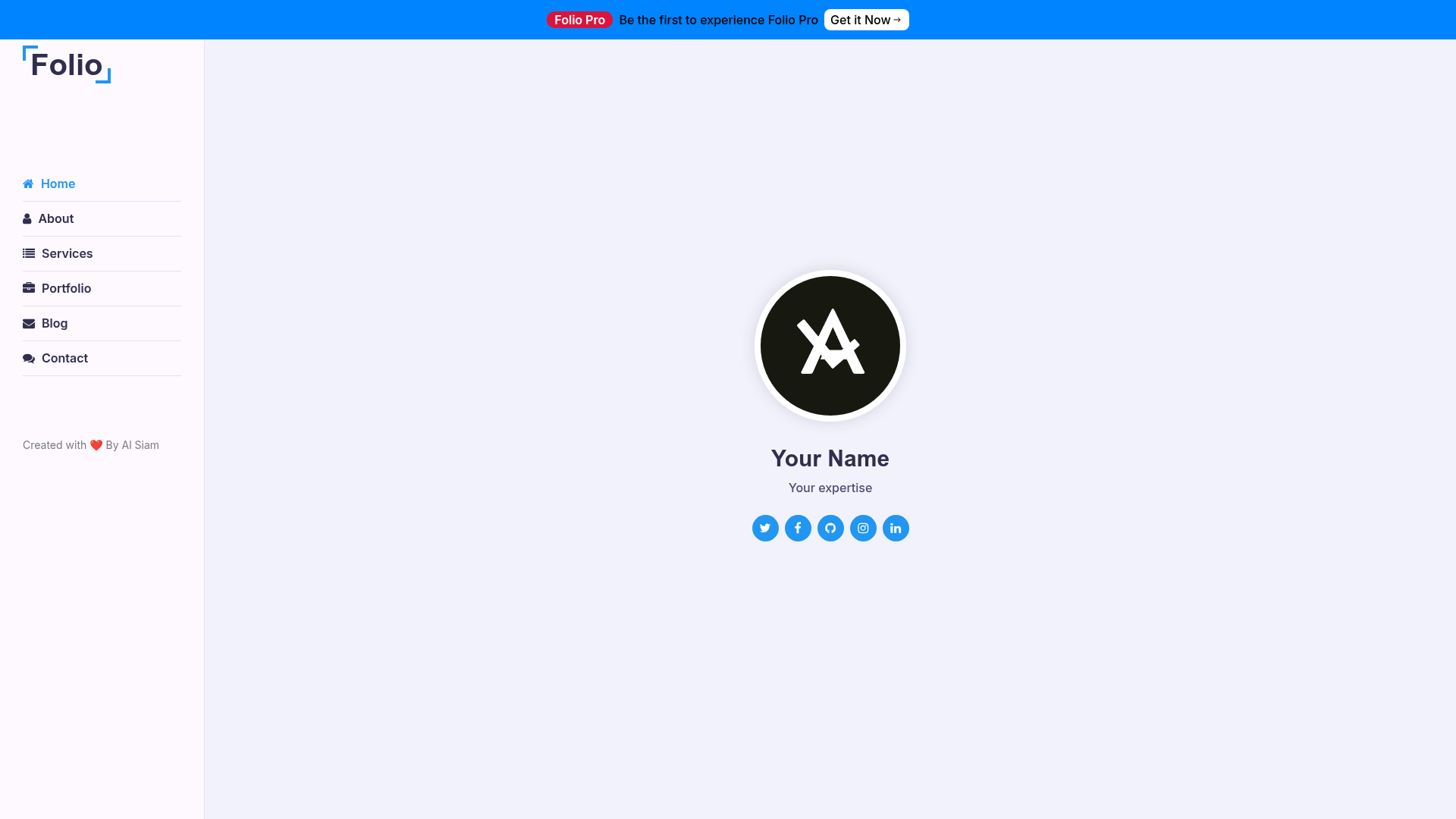 screenshot of urFolio on template0.com