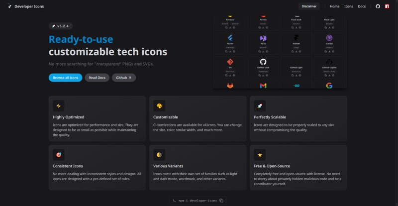 Image for Developer Icons(directory astro template) on template0.com