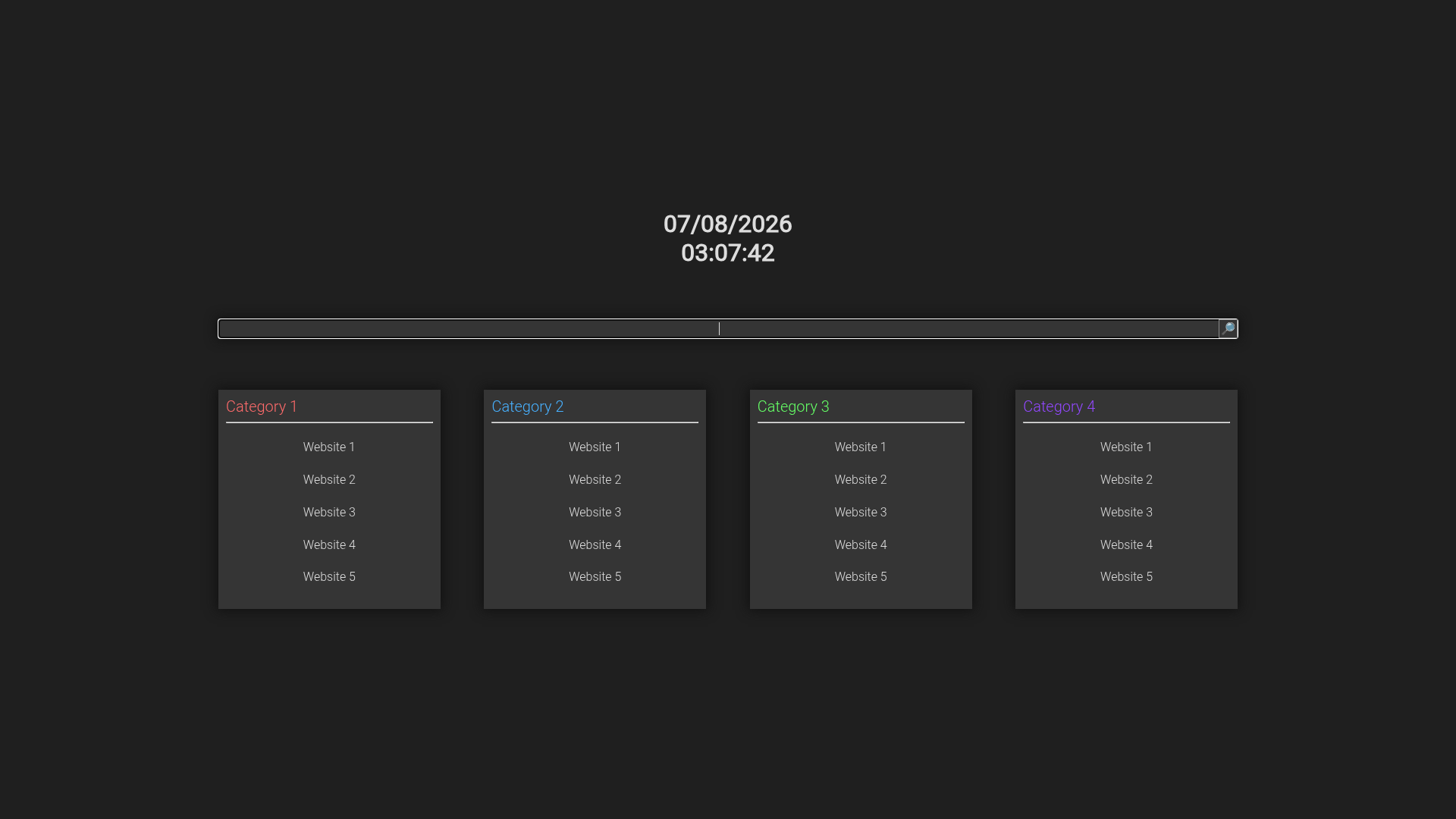 screenshot of Minimal Startpage on template0.com