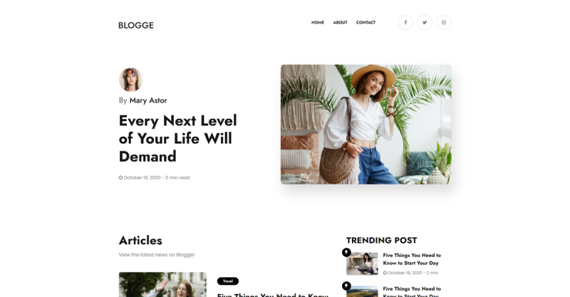 Image for Blogge-Blog Template(blog hugo template) on template0.com