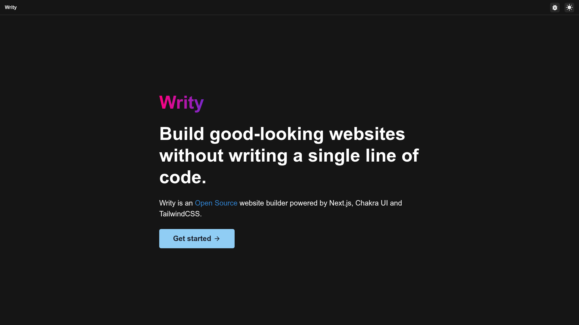 screenshot of Writy on template0.com