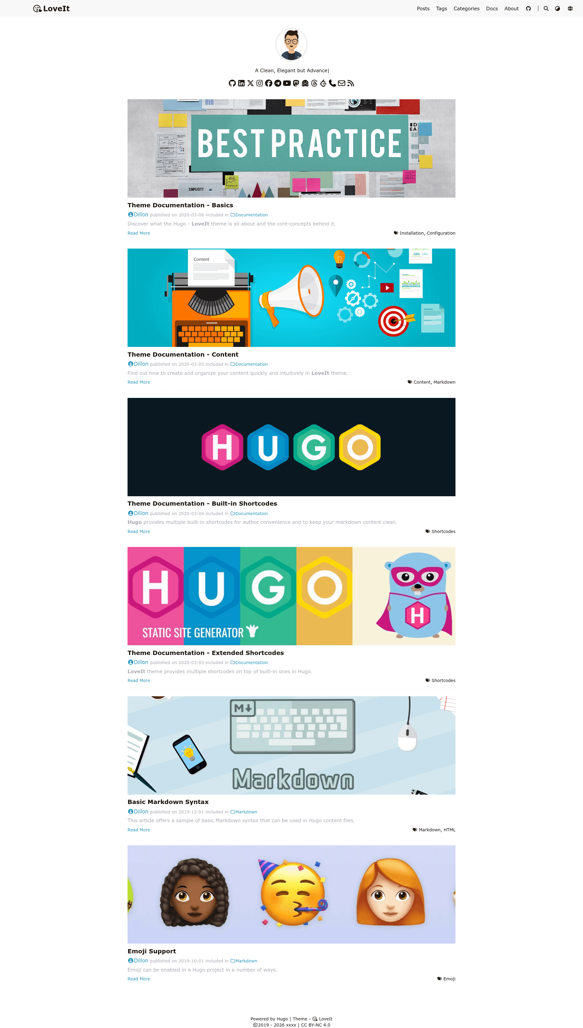 screenshot of LoveIt Theme on template0.com