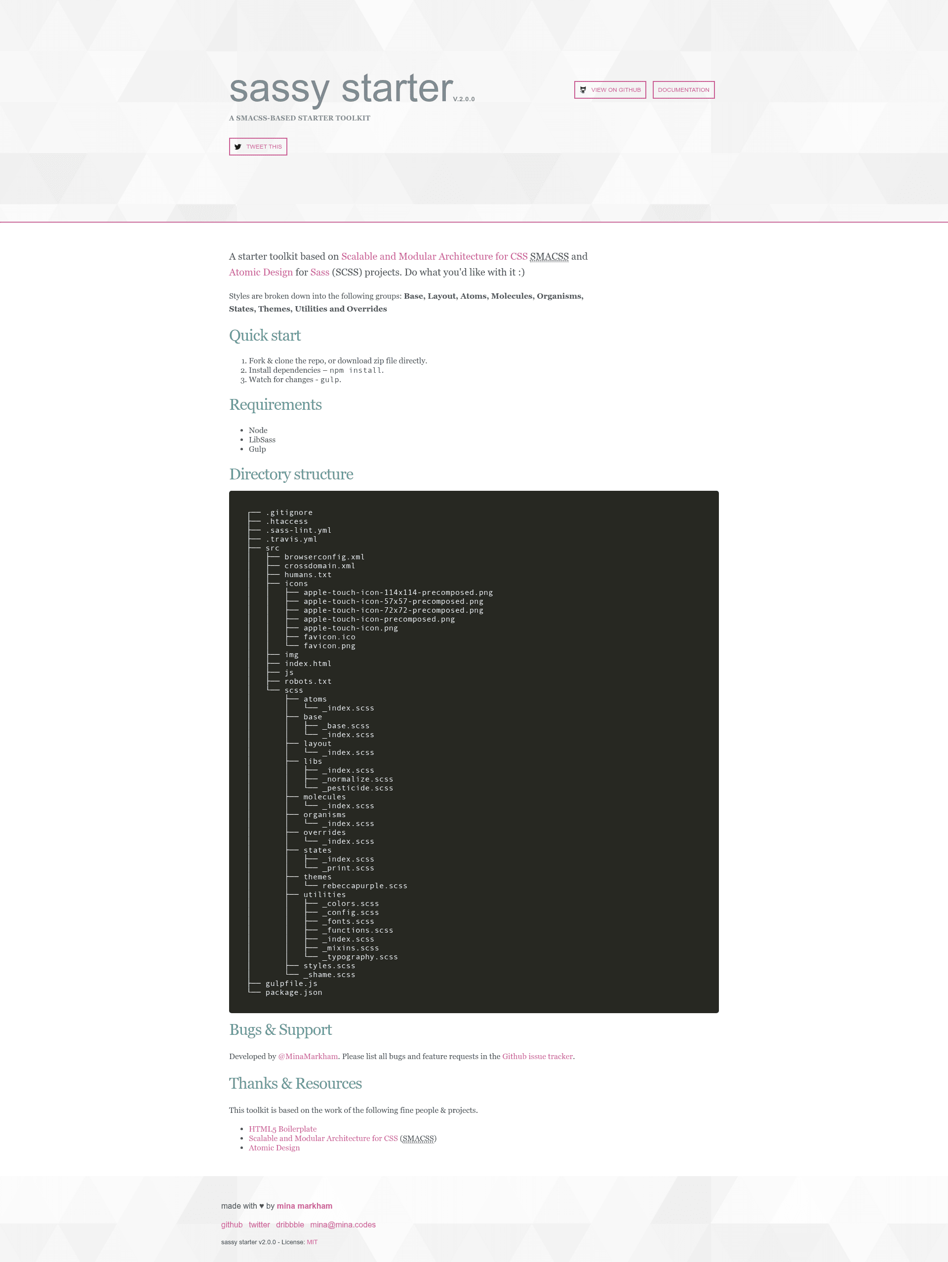 screenshot of Sassy Starter on template0.com