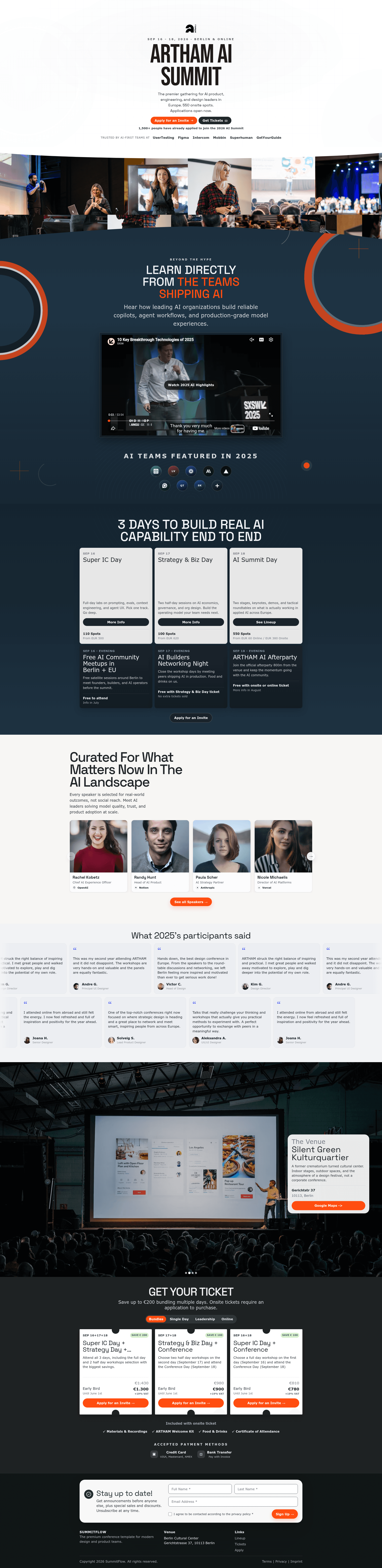 screenshot of ARTHAM AI Summit Theme on template0.com