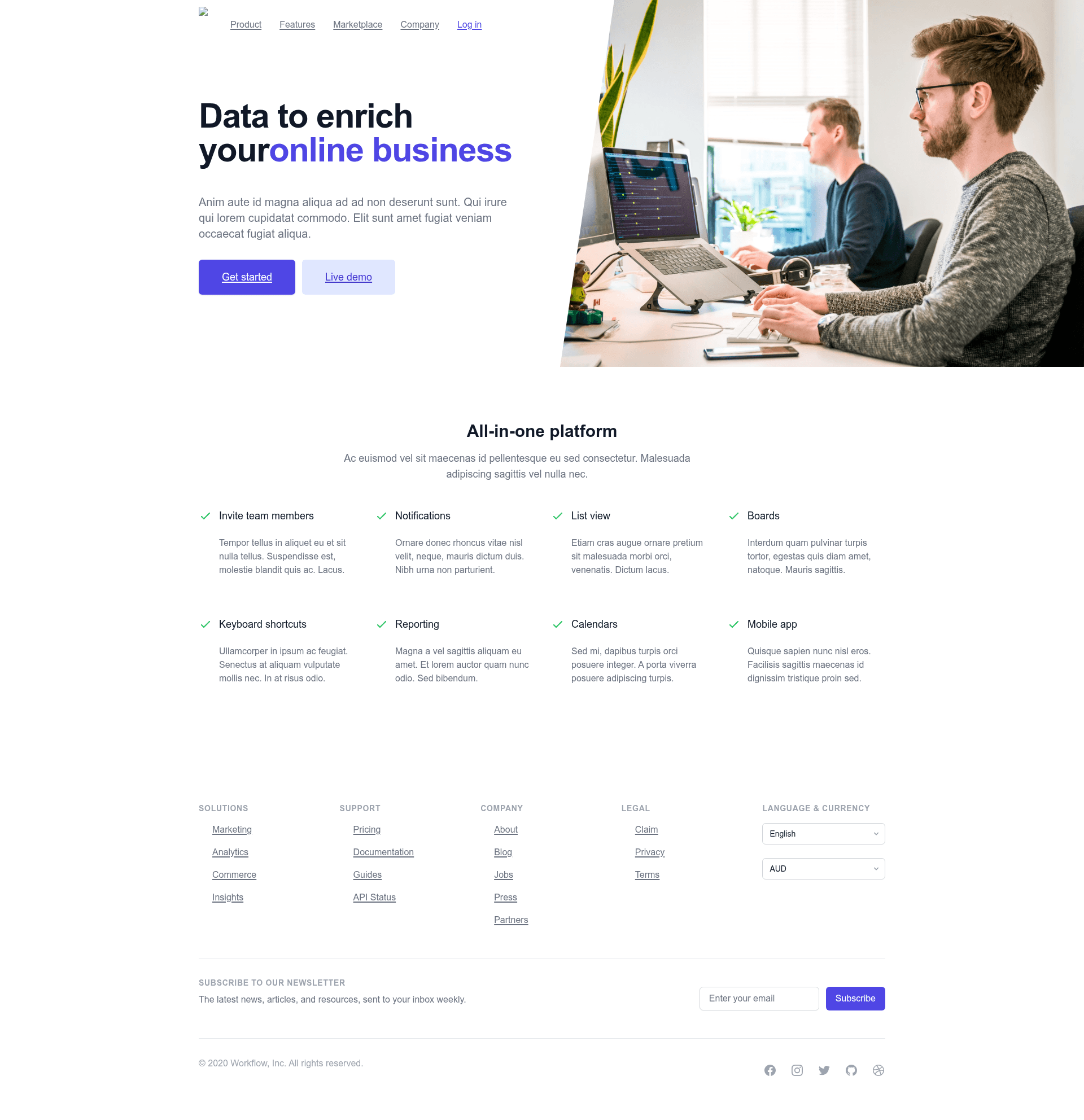 screenshot of Gatsby Default Starter on template0.com