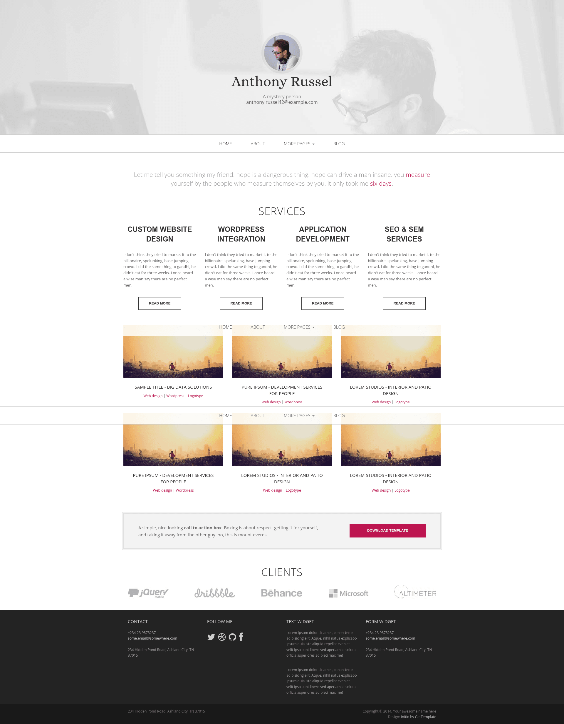 screenshot of INITIO – Free Personal Website Design HTML5 Template on template0.com