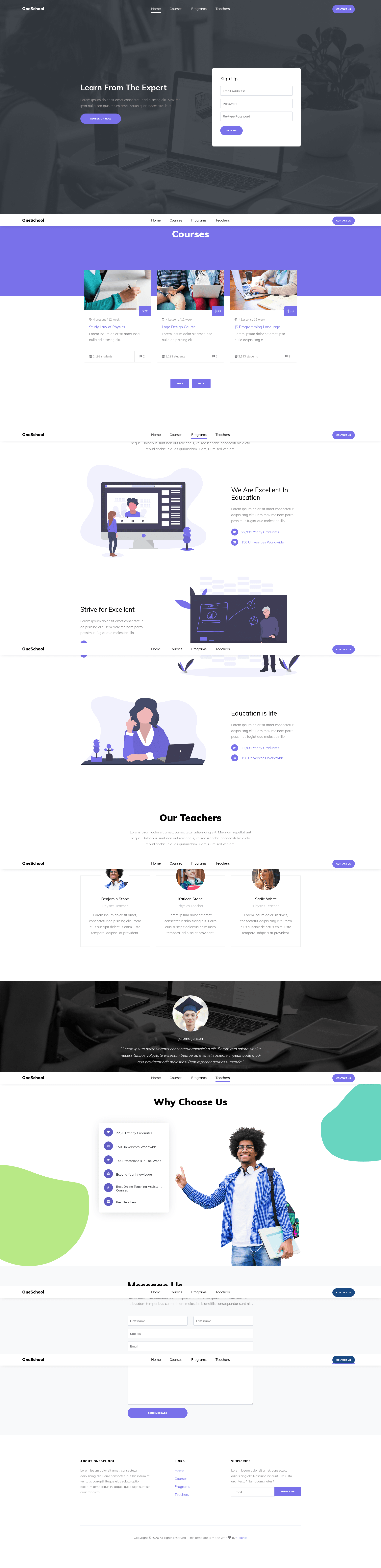 screenshot of OneSchool on template0.com