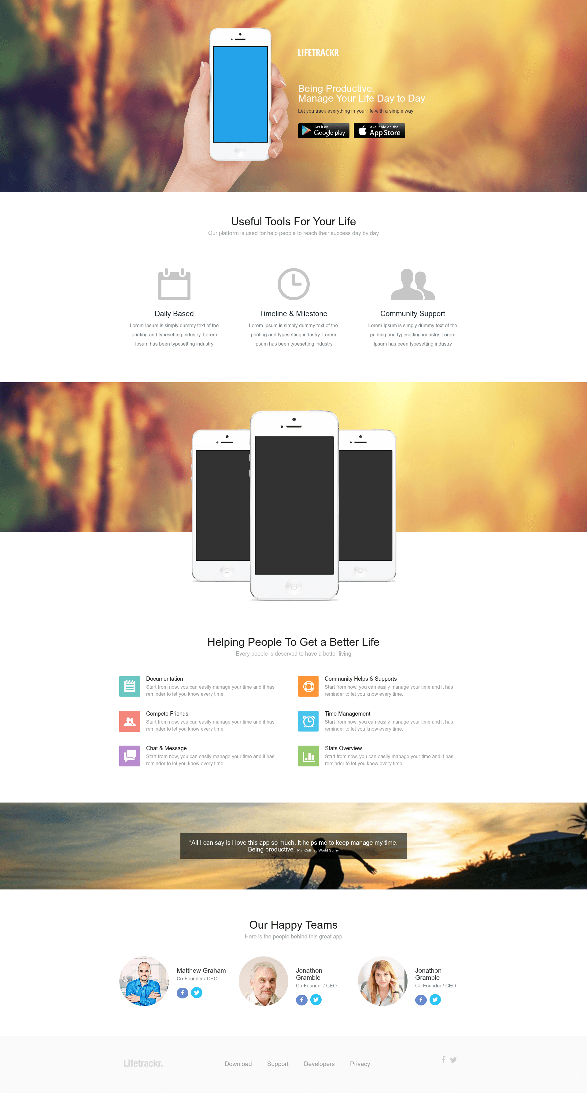 screenshot of Lifetrakr on template0.com