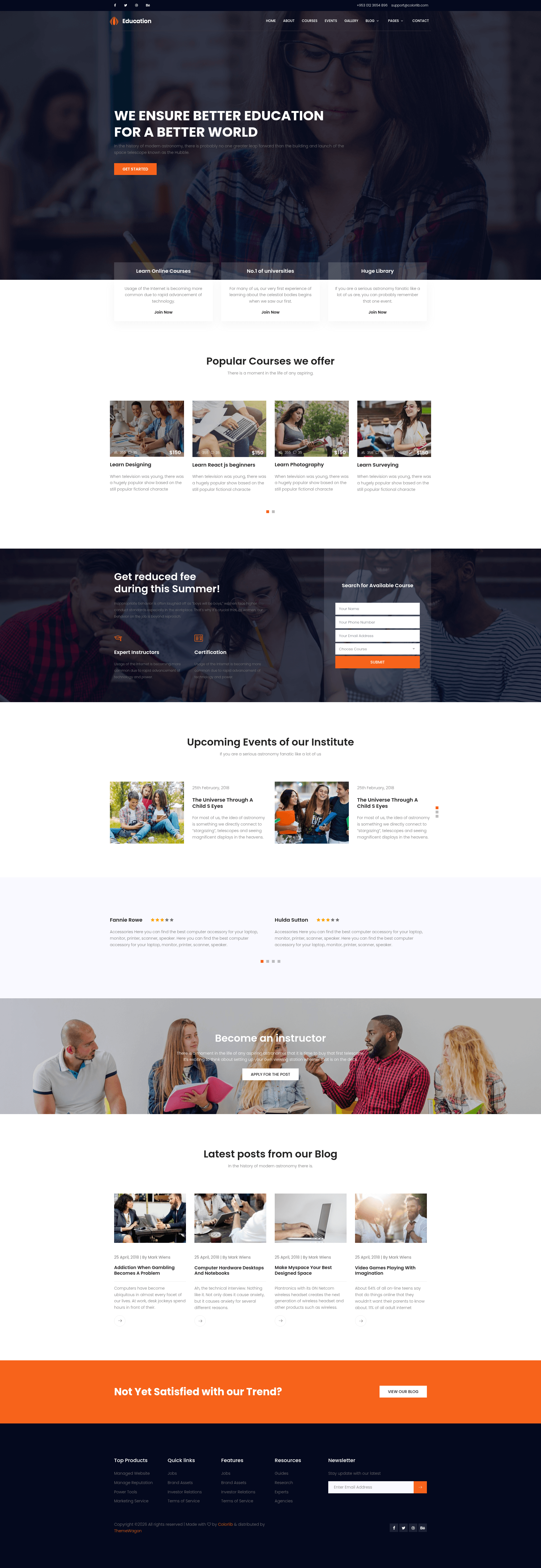 screenshot of Education - Free HTML5 Responsive Education Template on template0.com