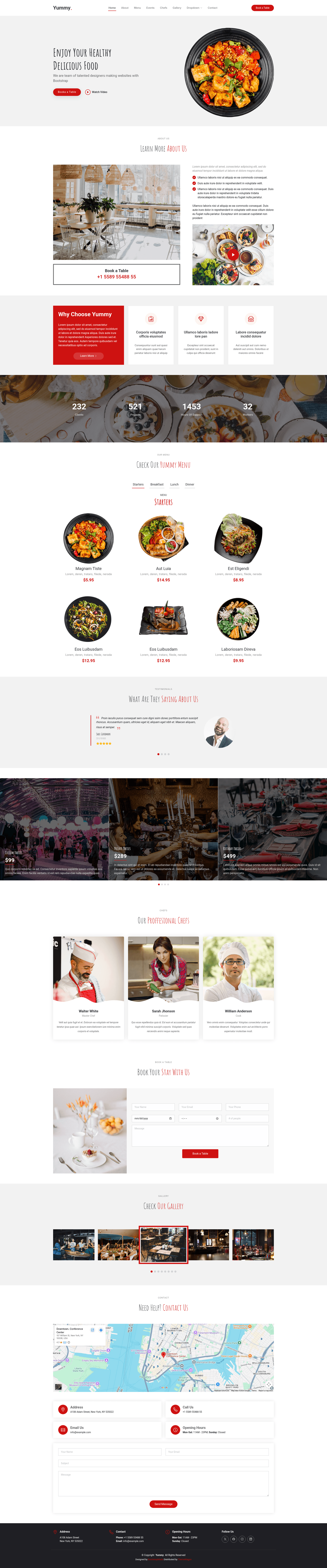 screenshot of Yummy – Bootstrap 5 Free Responsive Restaurant Template on template0.com
